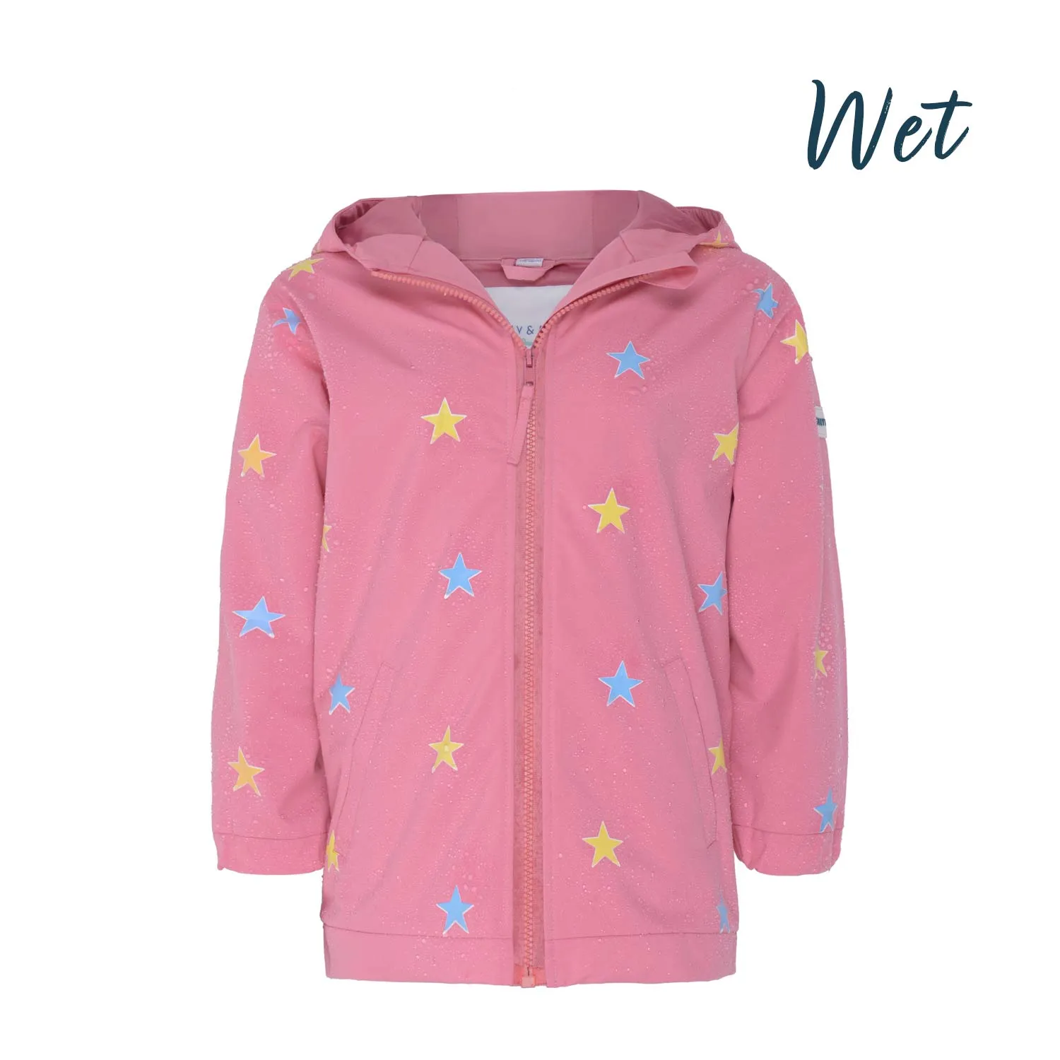 Pink Star Color Changing Kids Raincoat