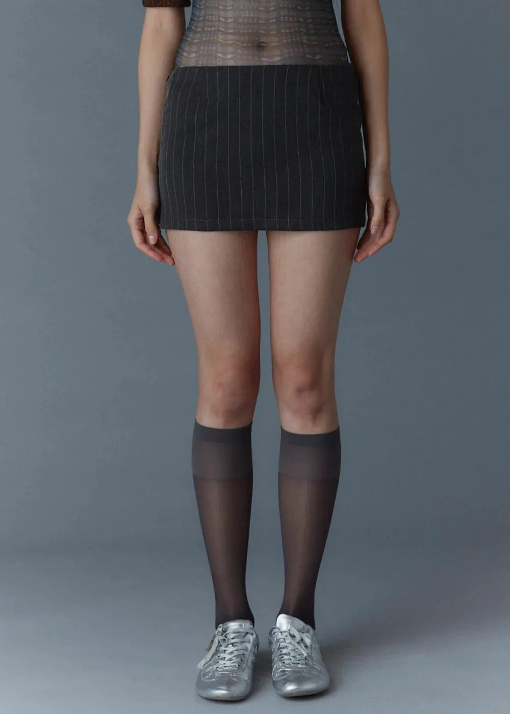 Pinstripe mini suit skirt