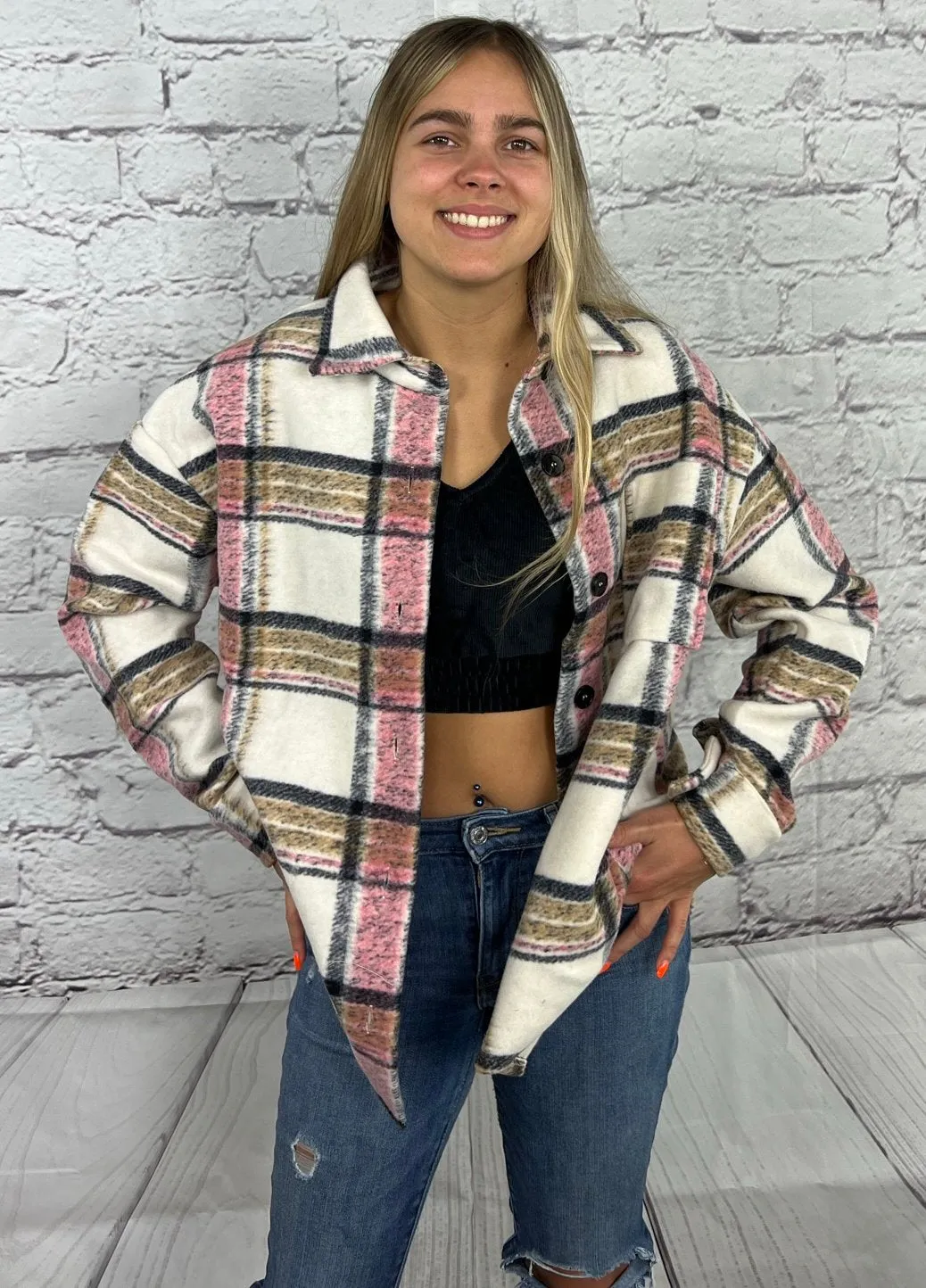 Plaid overshirt jacket