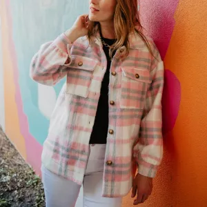 Plaid Shacket by KatyDid - Gray/Pink