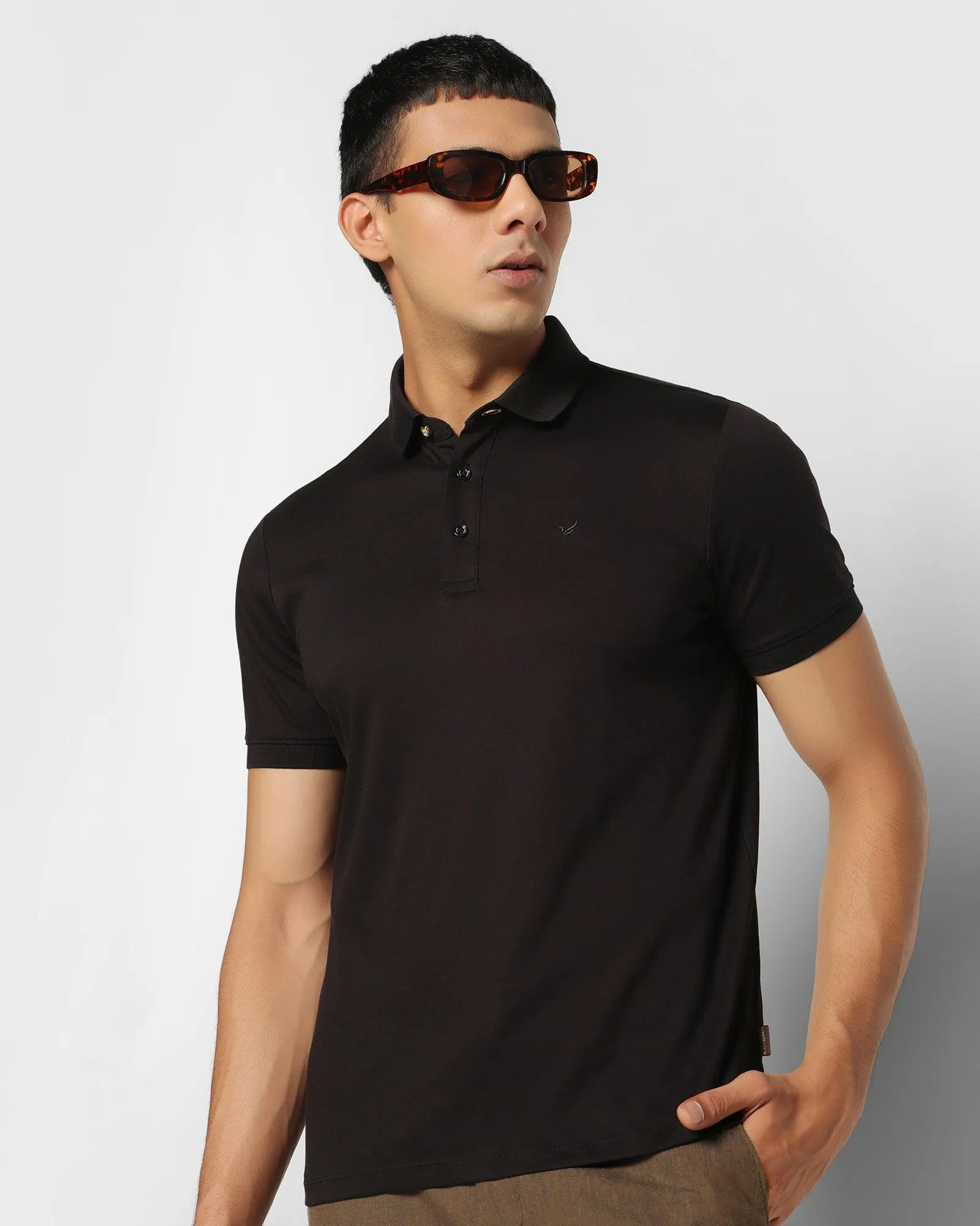 Polo Black Solid T-Shirt - Toll