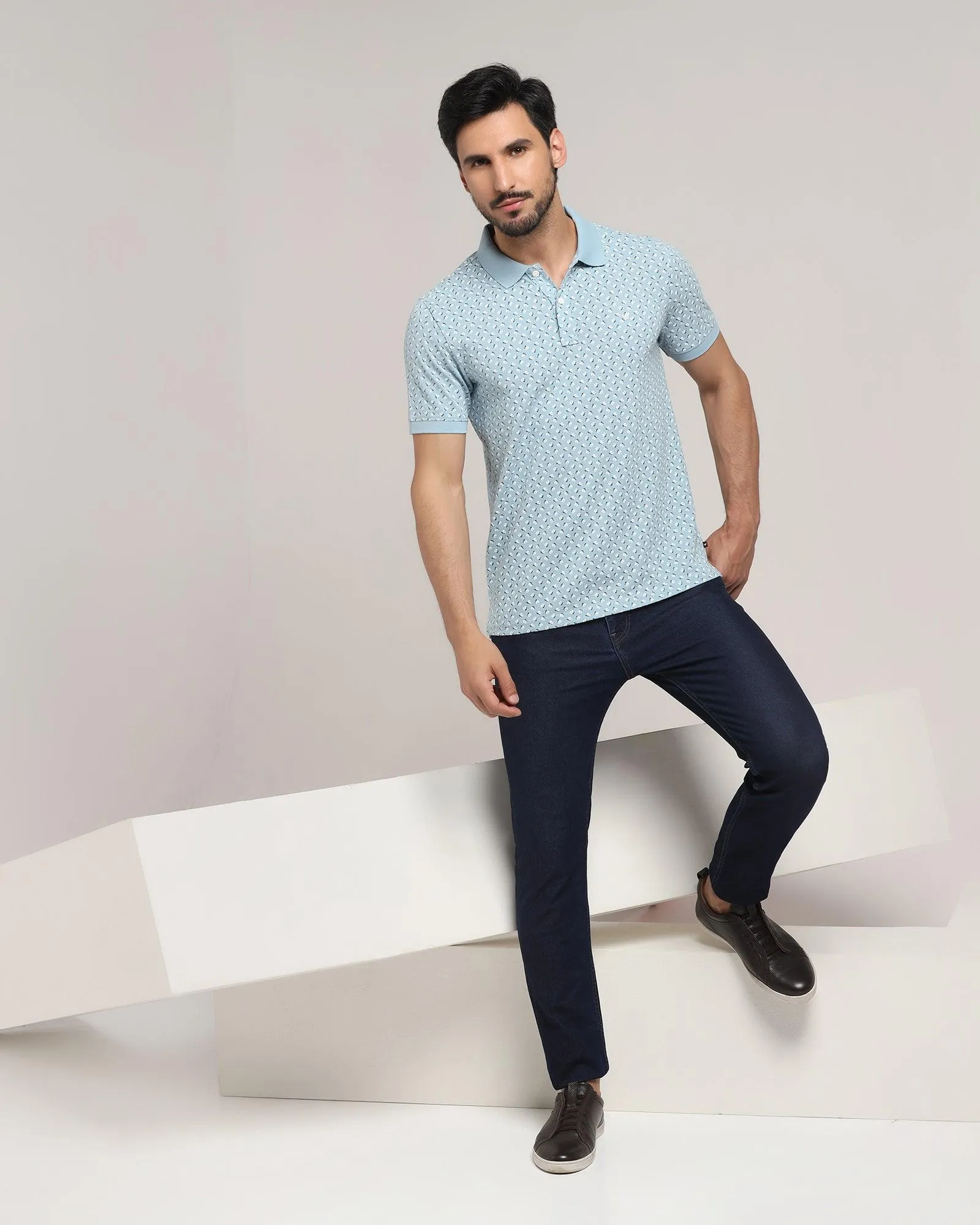 Polo Blue & Tan Printed T-Shirt - Charlie