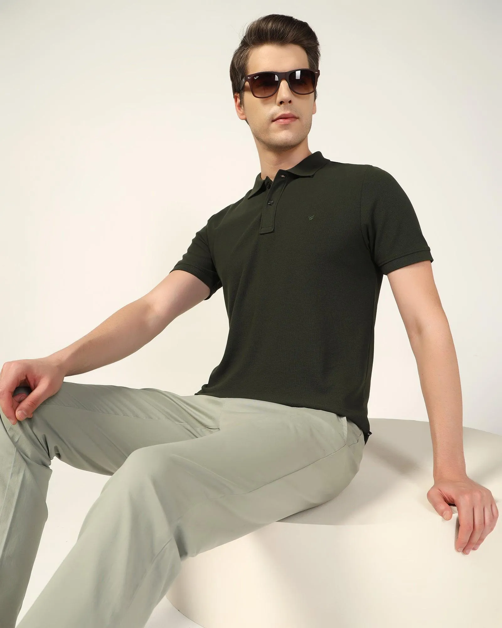 Polo Green Textured T-Shirt - Jacob