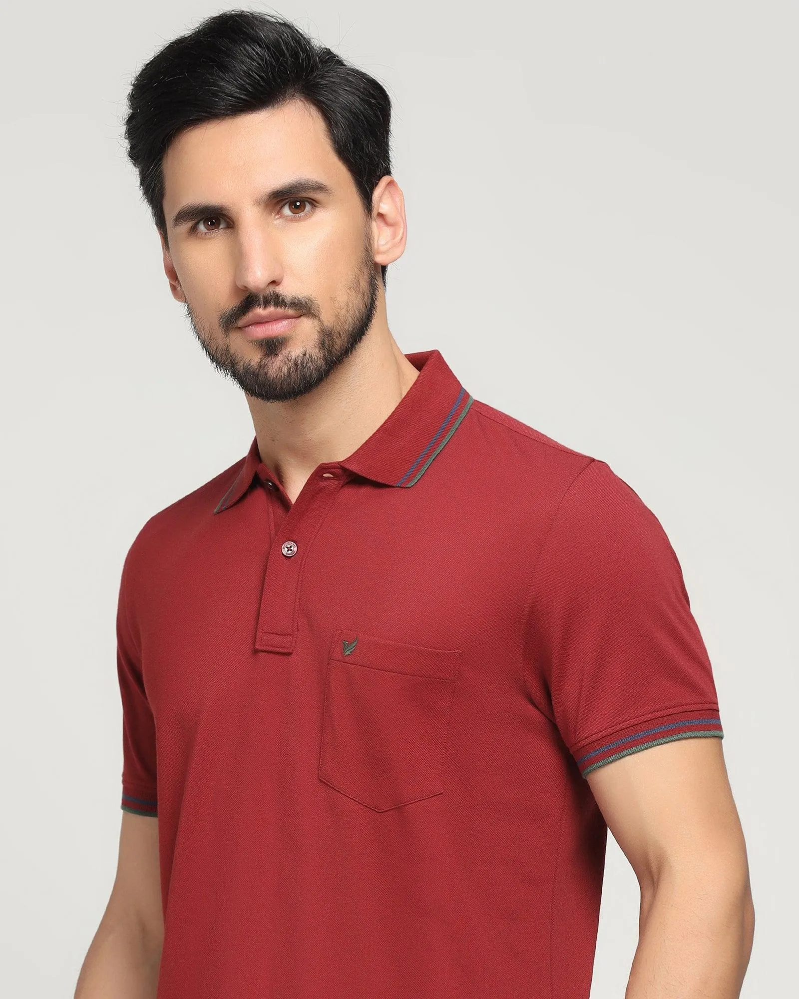 Polo Wine & Red Solid T-Shirt - Aquarius