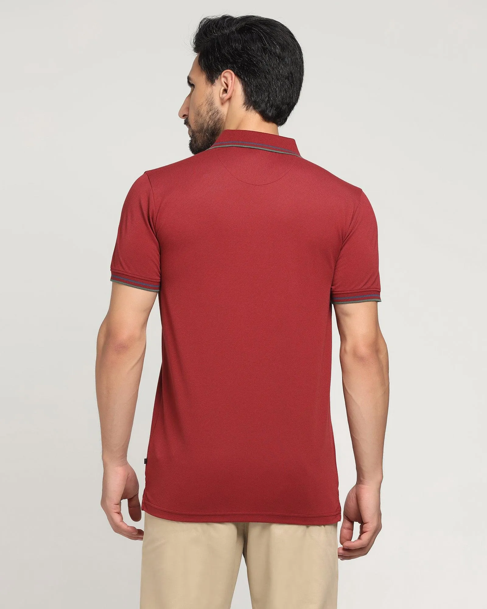 Polo Wine & Red Solid T-Shirt - Aquarius