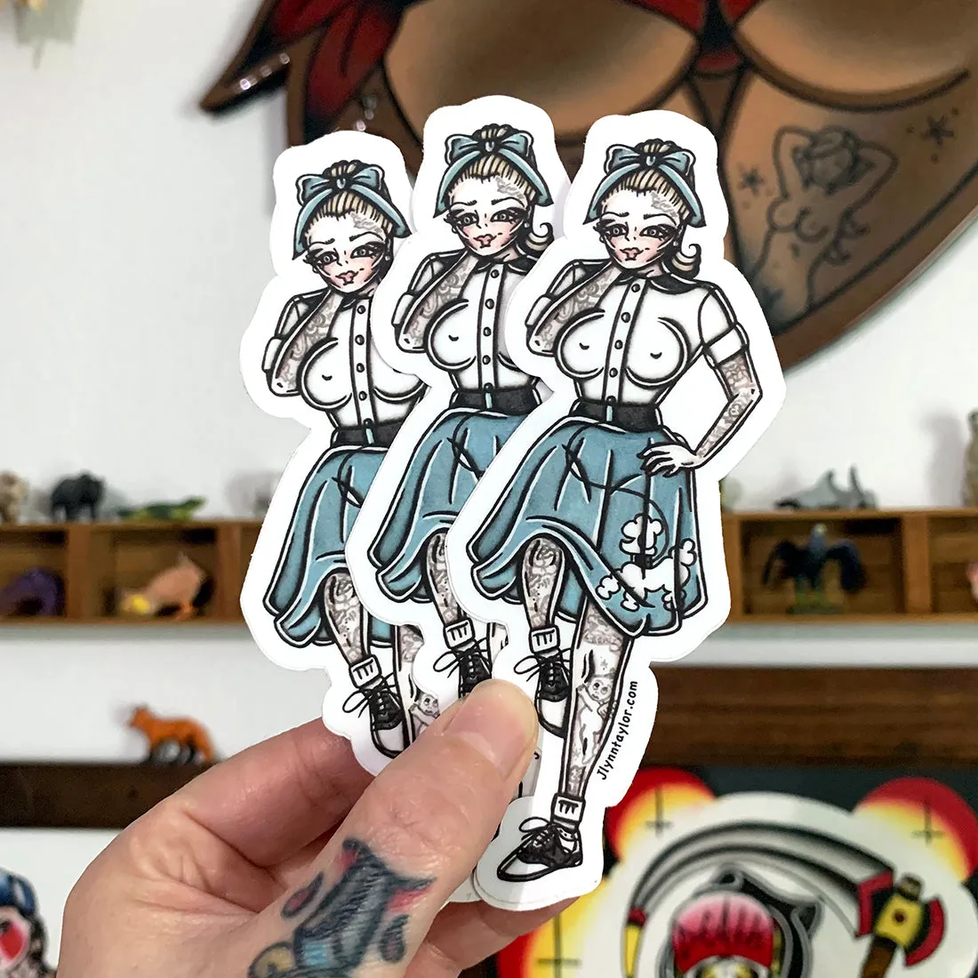 Poodle Skirt Pinup Sticker