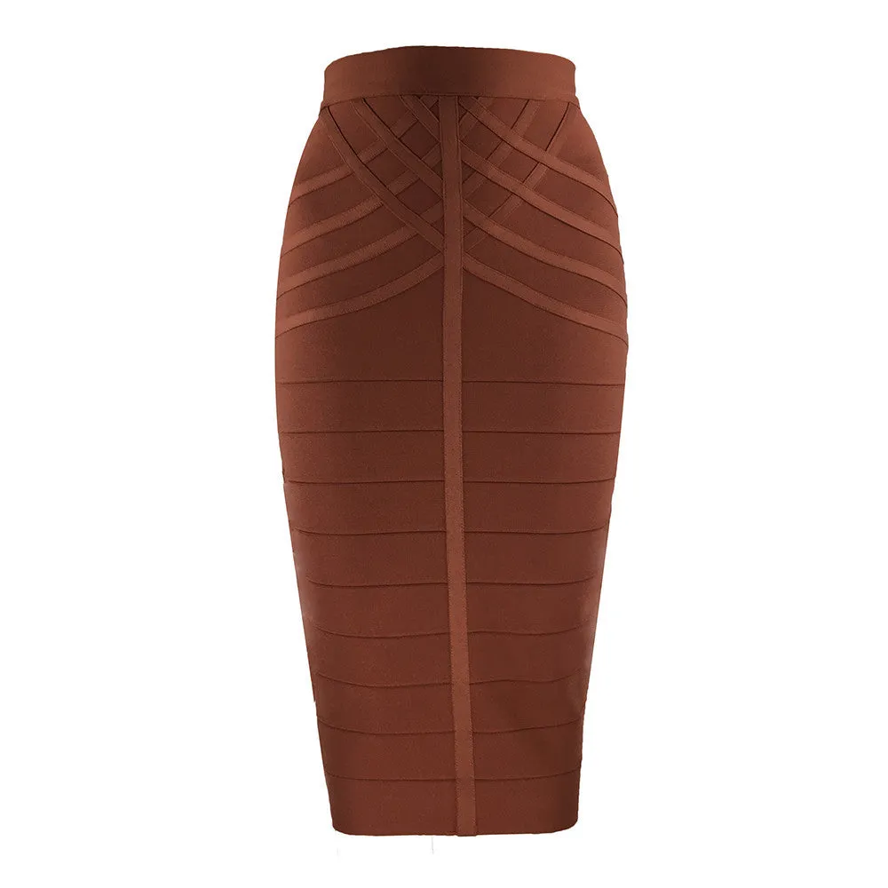 Pre Order:  Sexy Solid Mid Bandage Tube Skirt