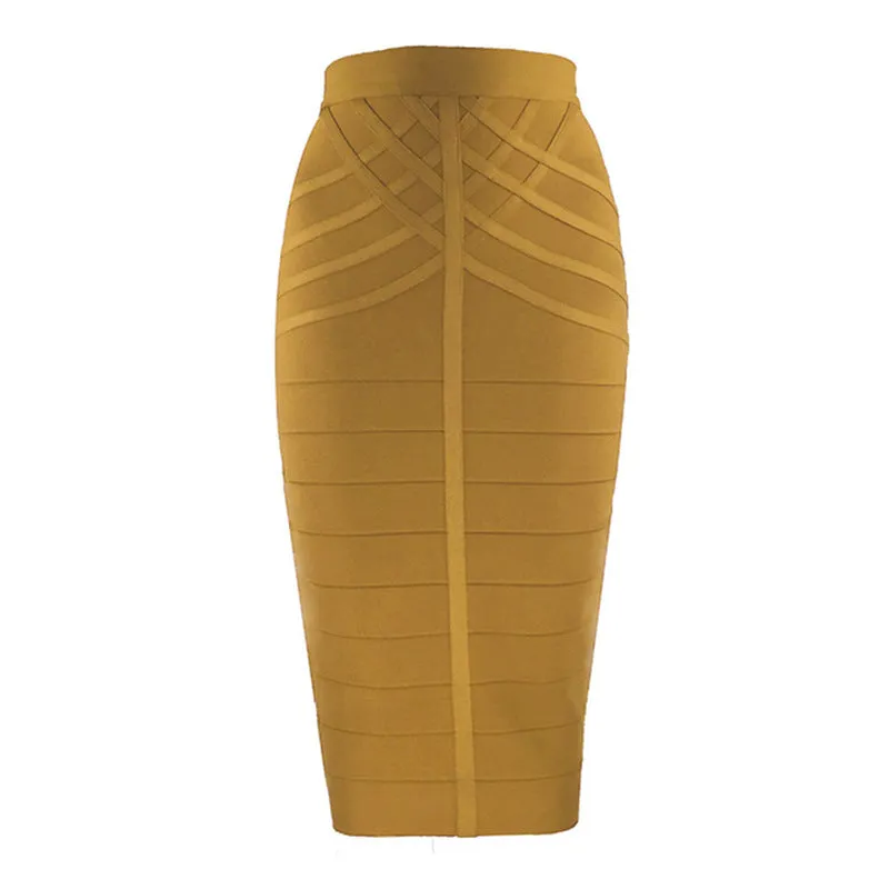 Pre Order:  Sexy Solid Mid Bandage Tube Skirt