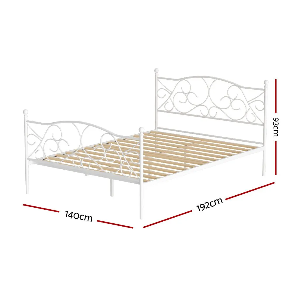 Provincial Style Double Bed Frame White