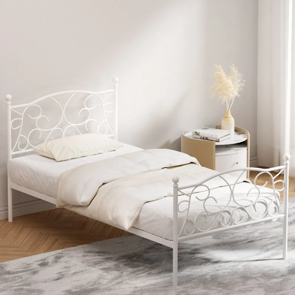 Provincial Style Single Bed Frame White