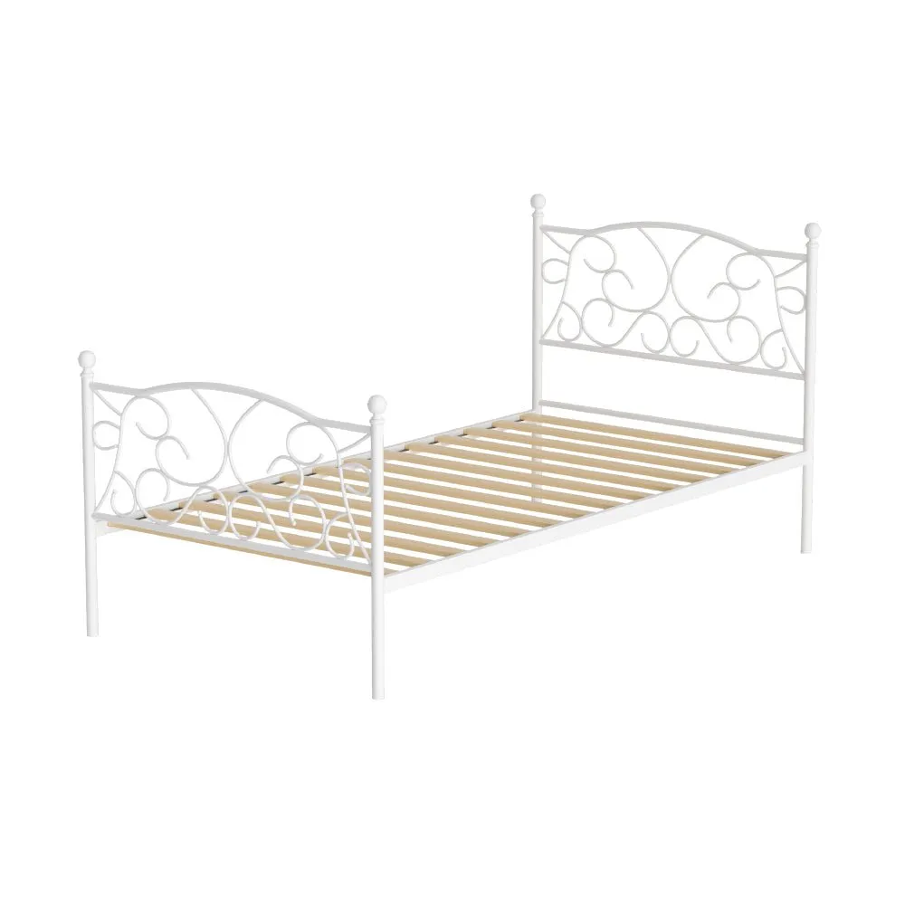 Provincial Style Single Bed Frame White