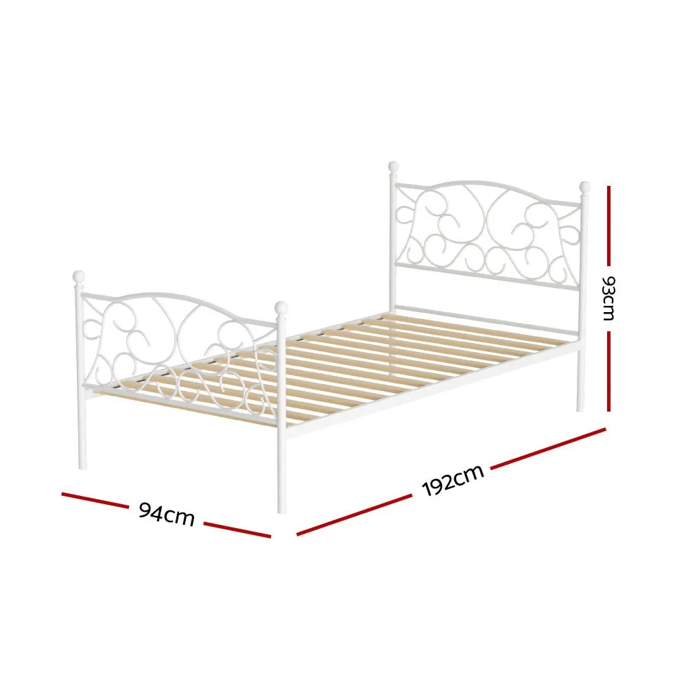 Provincial Style Single Bed Frame White