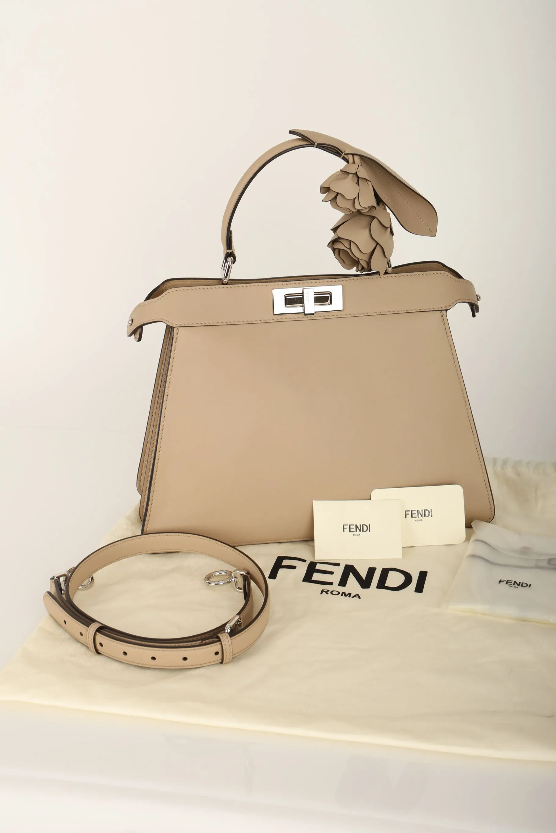 Rare Fendi 2023 Leather 3D Roses Medium Peek-a-Boo