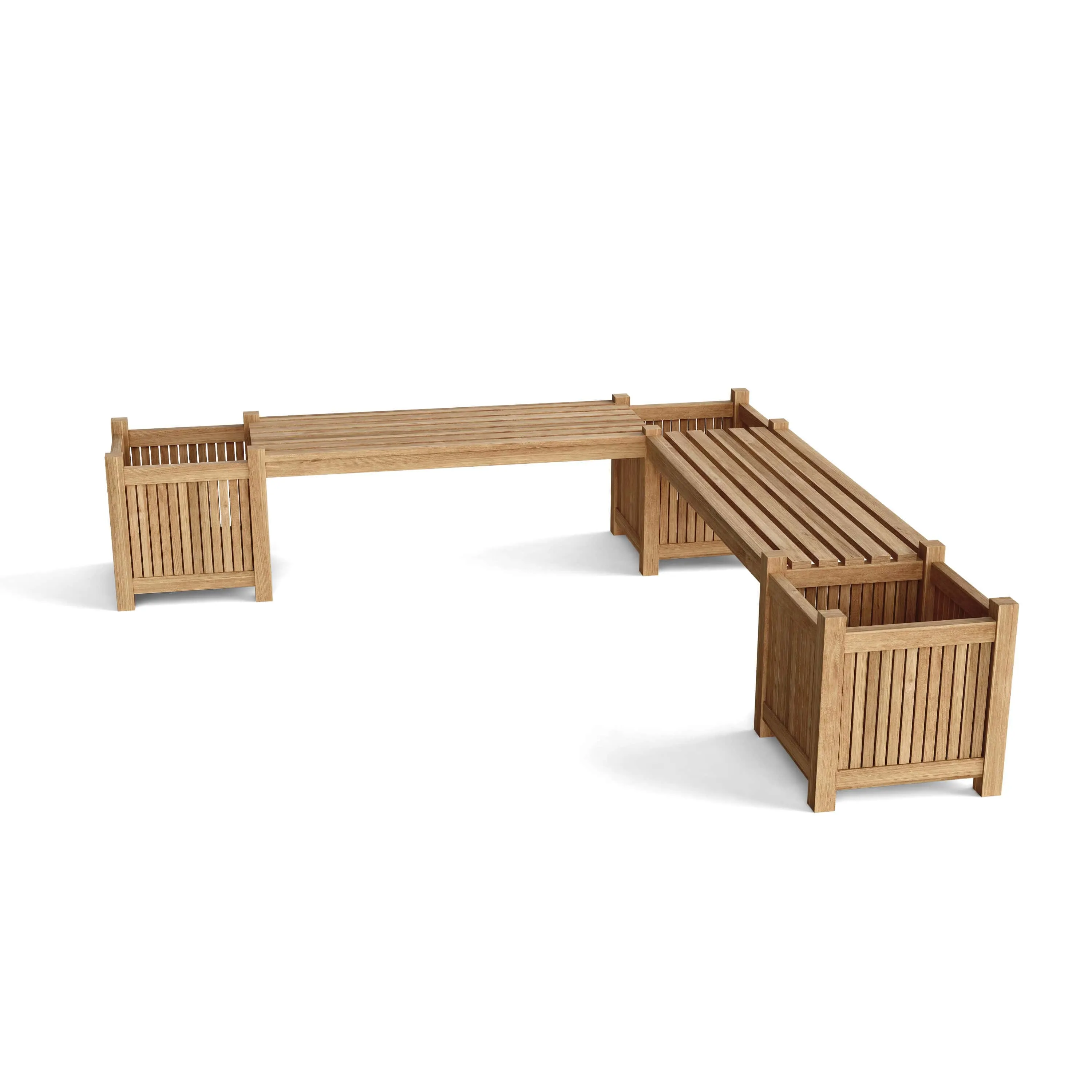 Raw Teak Chapman Bench, 2 Benches   3 Accessory Box - 19 H x 82 W x 82 L, Arrives In 5 - 9 Working Days.