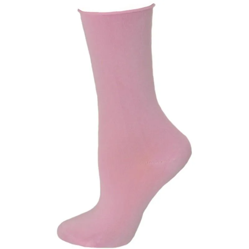 Rayon from Bamboo Roll Top Mid-Calf Crew Socks 3 Pair Pack