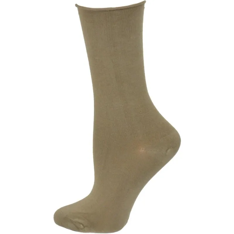 Rayon from Bamboo Roll Top Mid-Calf Crew Socks 3 Pair Pack