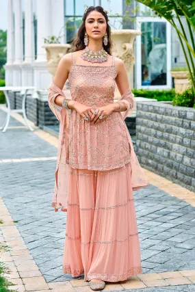 Ready to Wear Pretty Peach Indo-Western Palazzo Suit