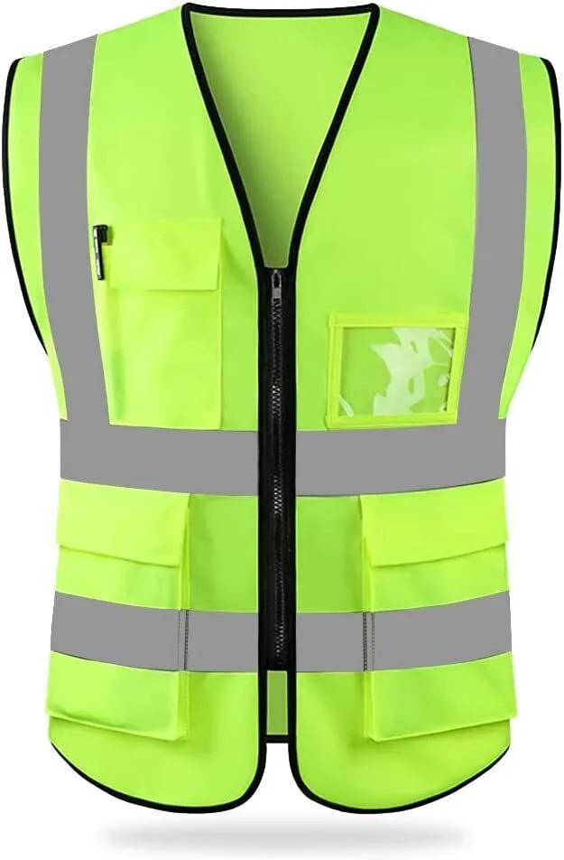 Reflective Safety Vest for Women Men High Visibility Security with Pockets Zippe