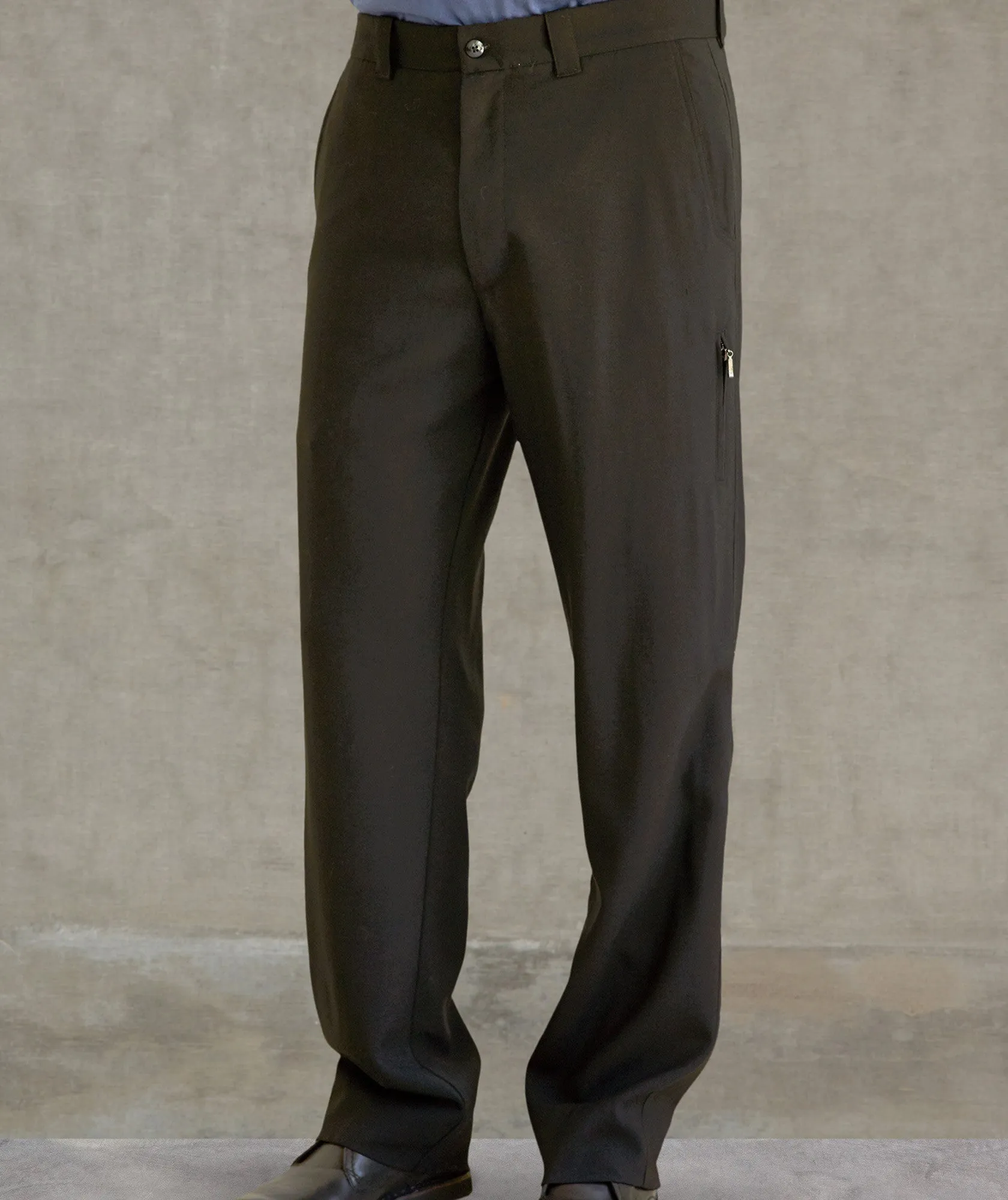 Relaxed Tropical Wool Side Zip Pocket Pant