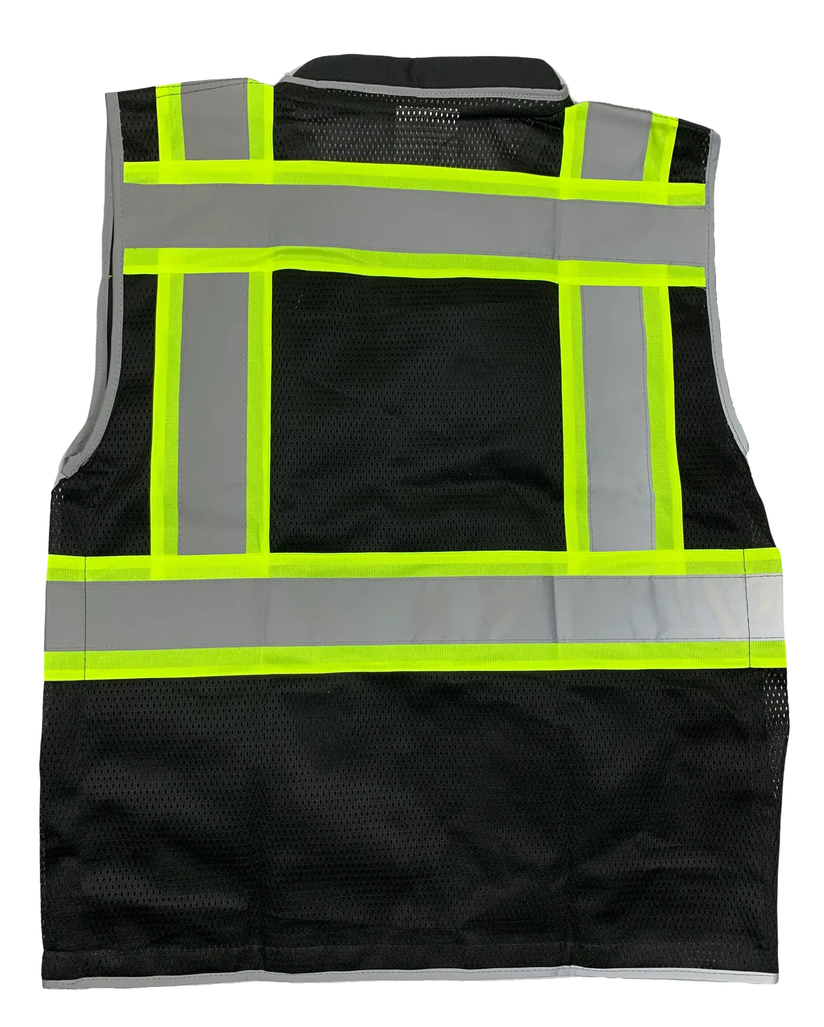 REXZUS  E Engineer Safety Vest High Visibility Reflective Black Series Mesh with Zipper and pockets