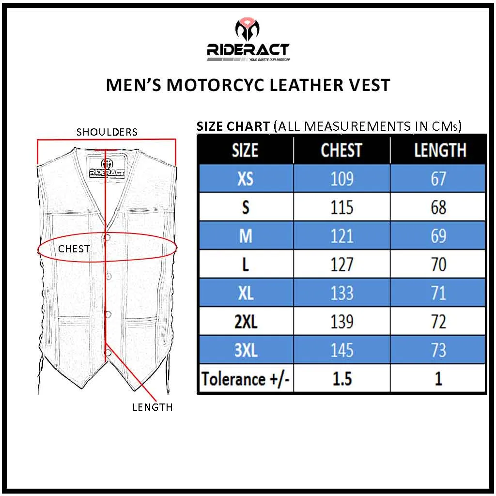 RIDERACT® Harley Distress Leather Vest Stud Closure