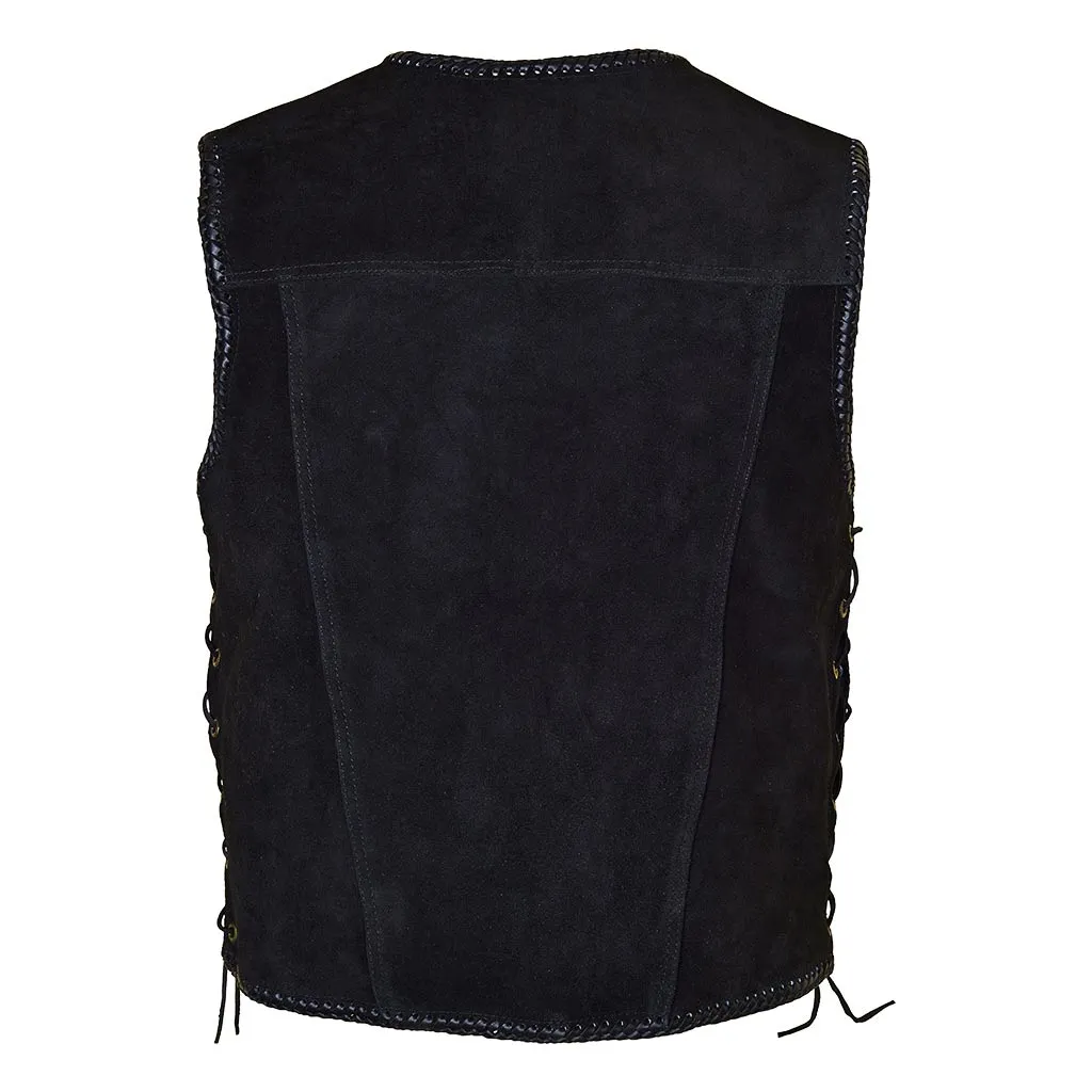 RIDERACT® Suede Leather Vest Black Triple Clasp