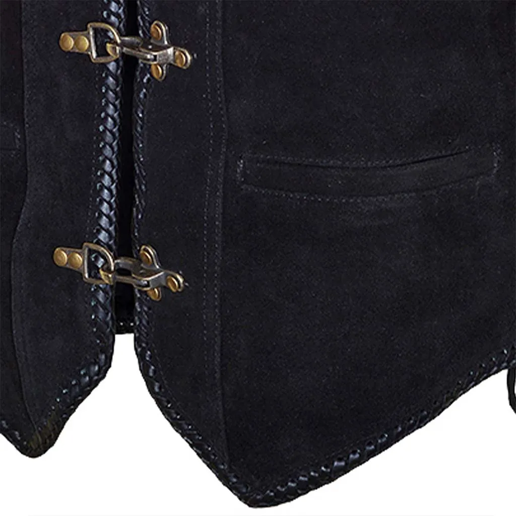 RIDERACT® Suede Leather Vest Black Triple Clasp