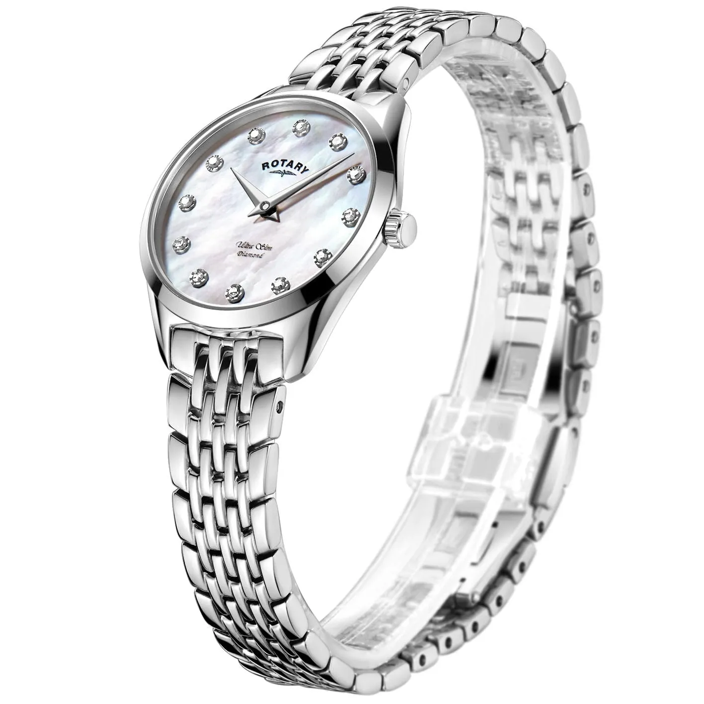 Rotary Ultra Slim Ladies White Watch LB08010/07/D