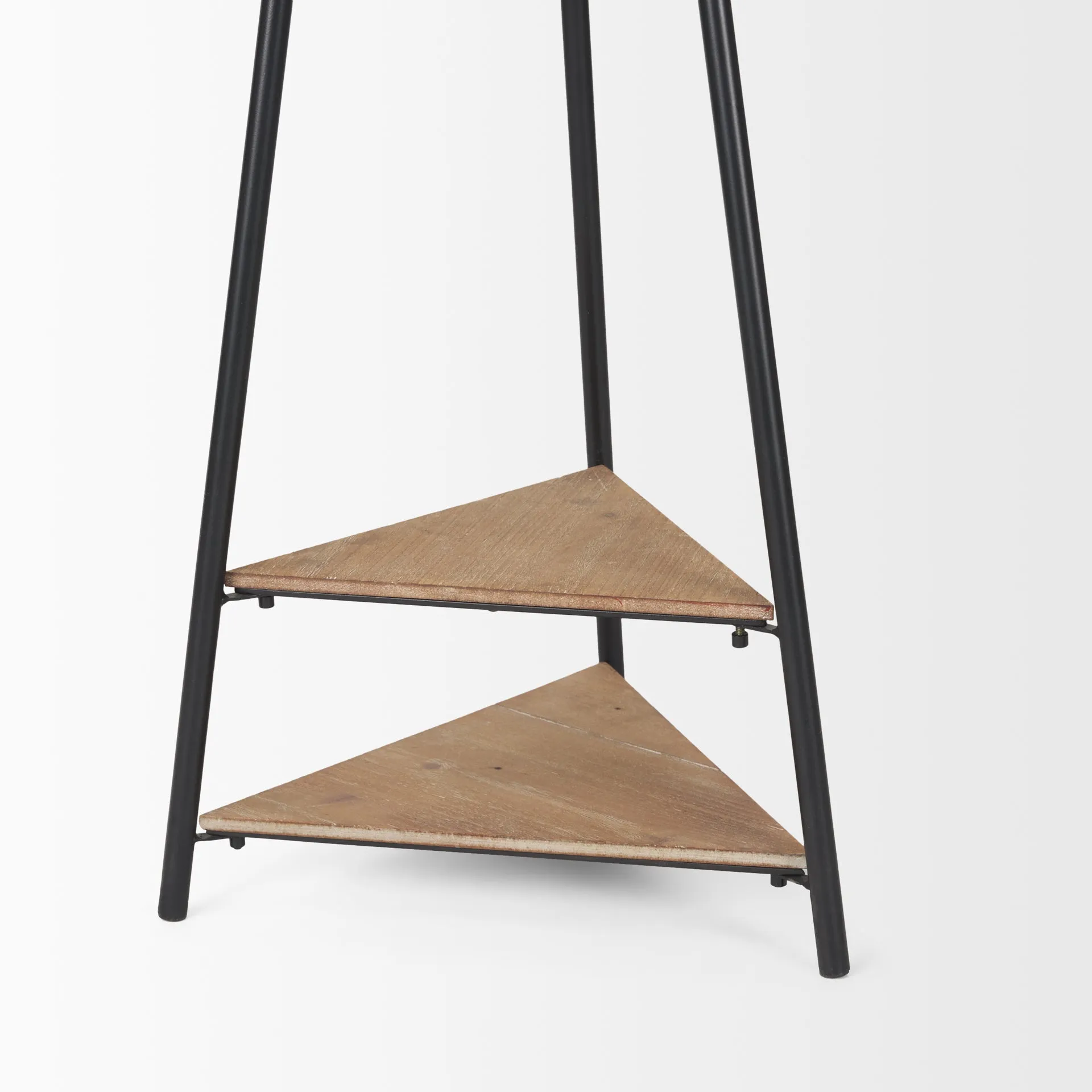 Sawyer Metal Coat Rack with Wood Triangular Shelf