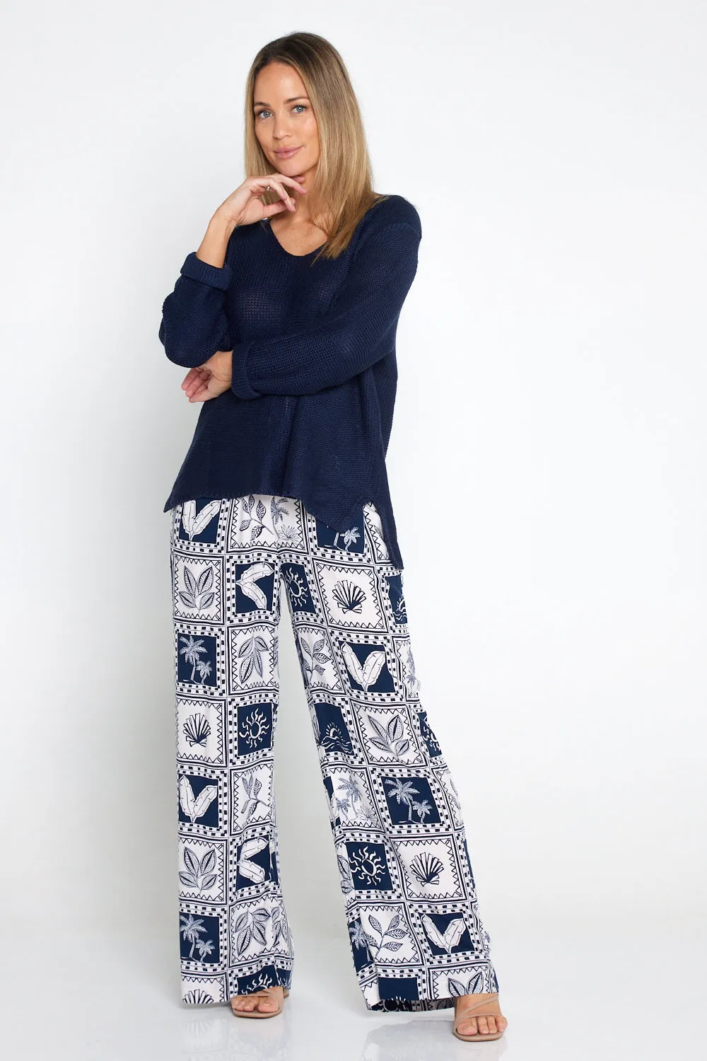 Seabreeze Pants - Navy/White Postcard