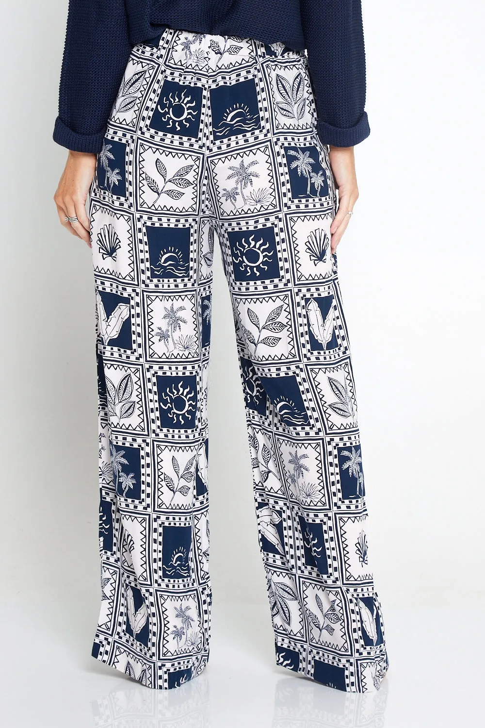 Seabreeze Pants - Navy/White Postcard