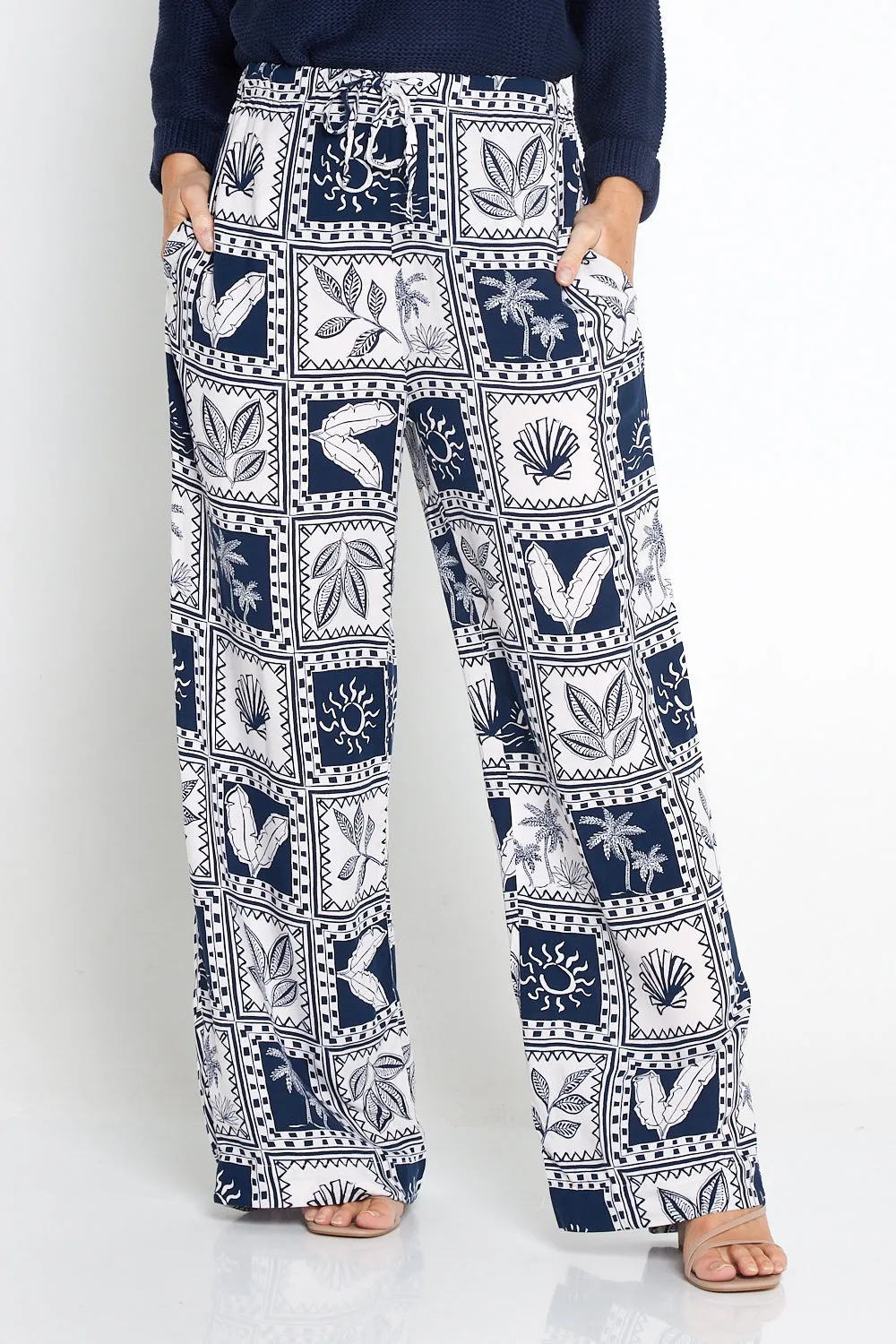 Seabreeze Pants - Navy/White Postcard