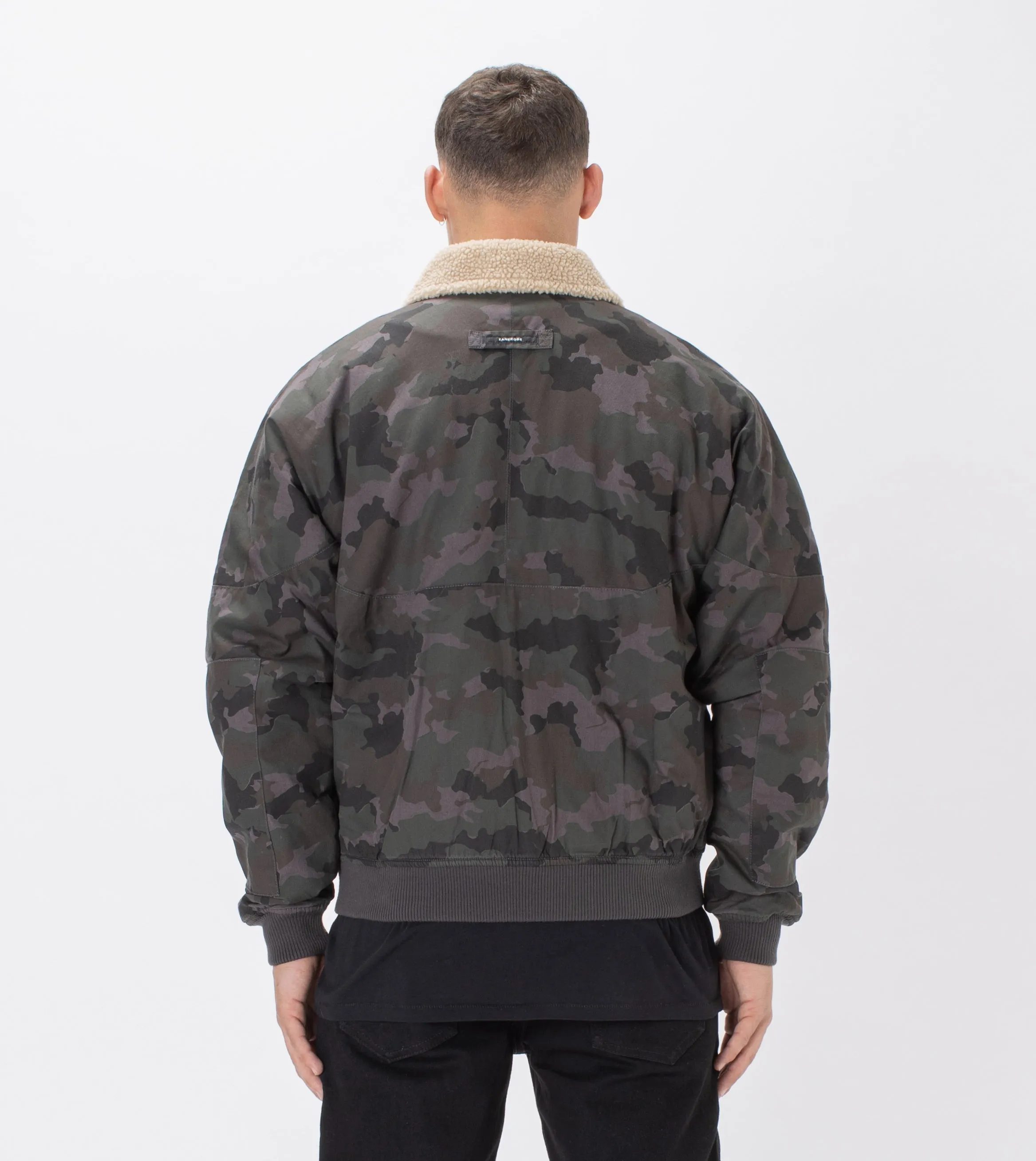 Shearling Militat Bomber Jacket Dk Camo