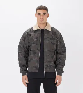 Shearling Militat Bomber Jacket Dk Camo