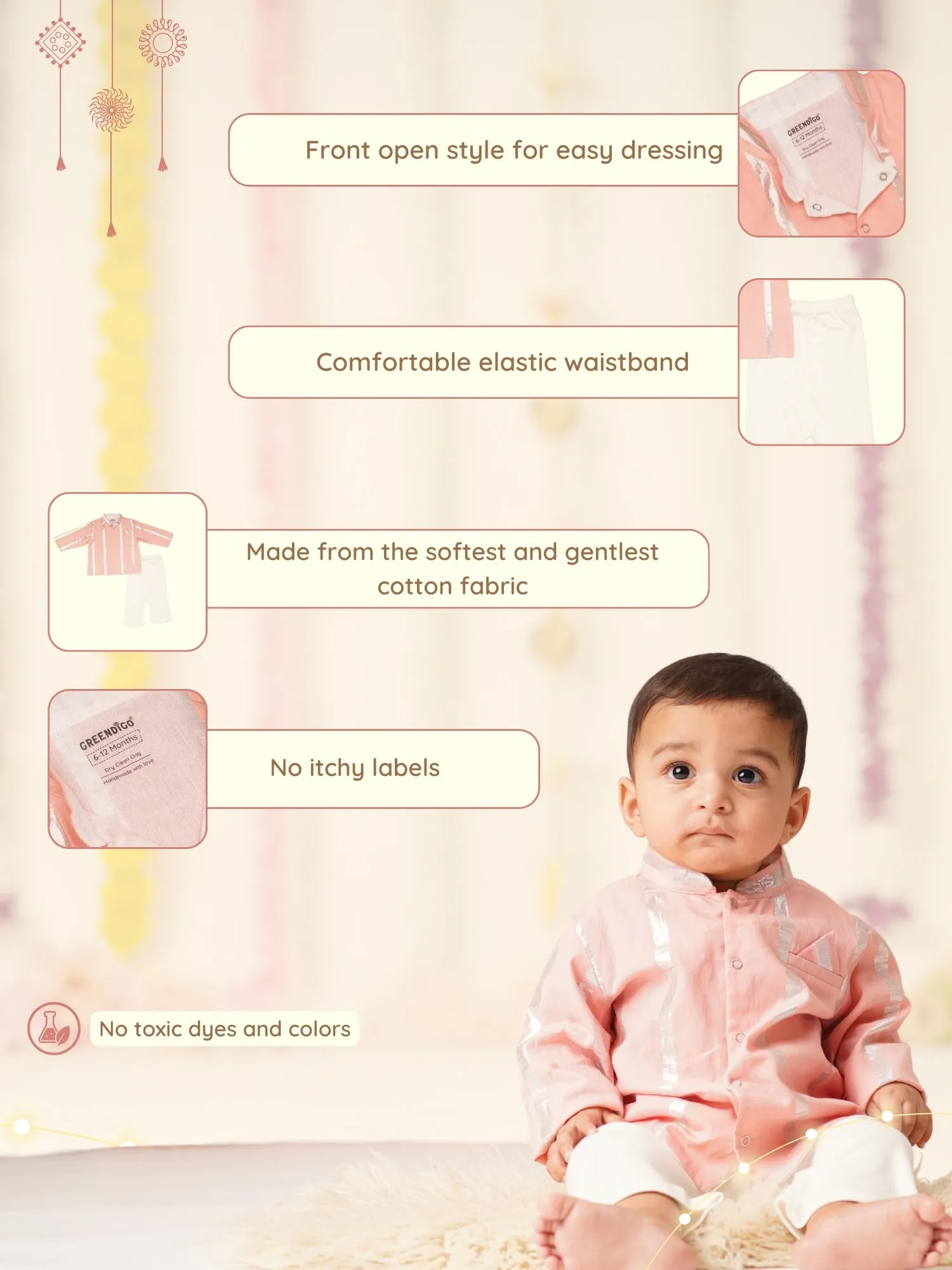 Shubh - Baby Boy Sherwani Set | Pink