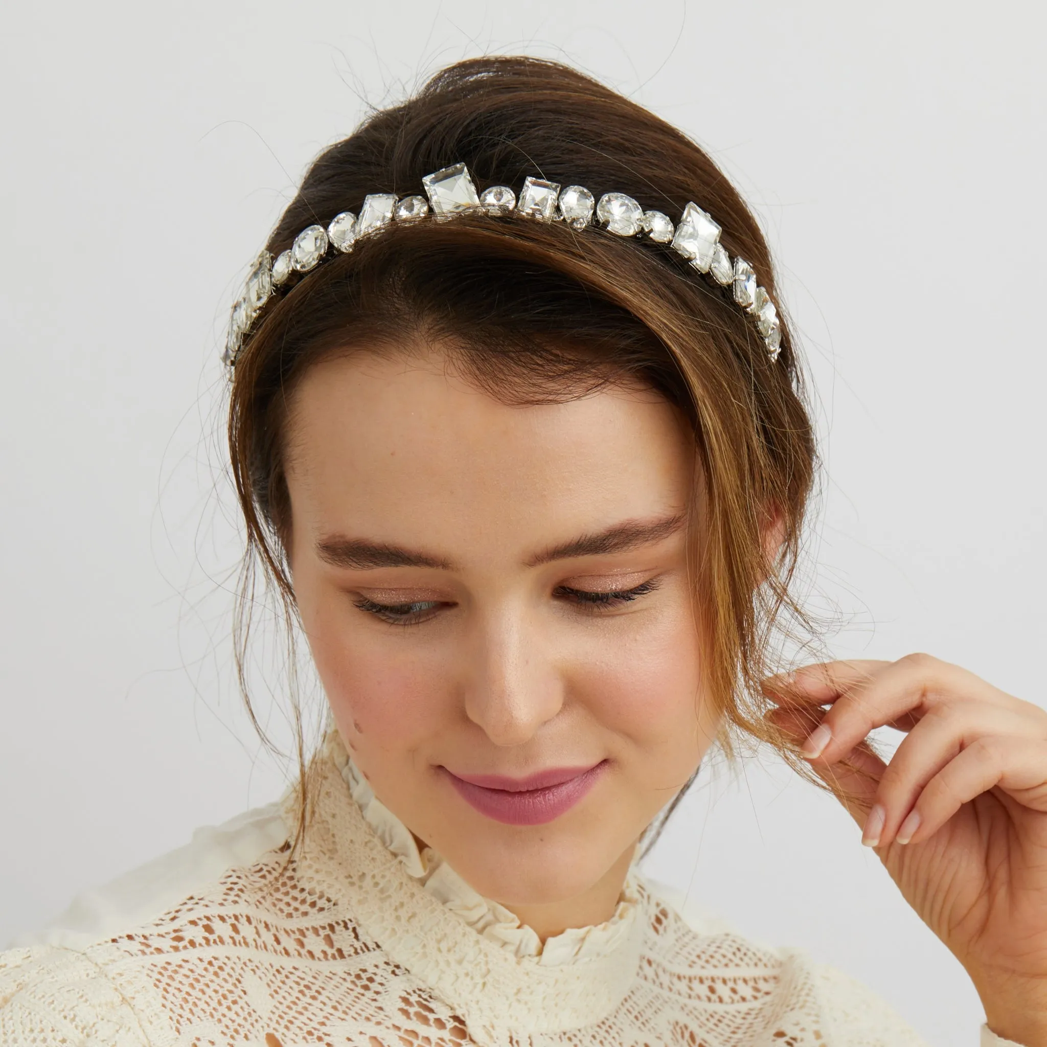 Silver Headband with Crystal