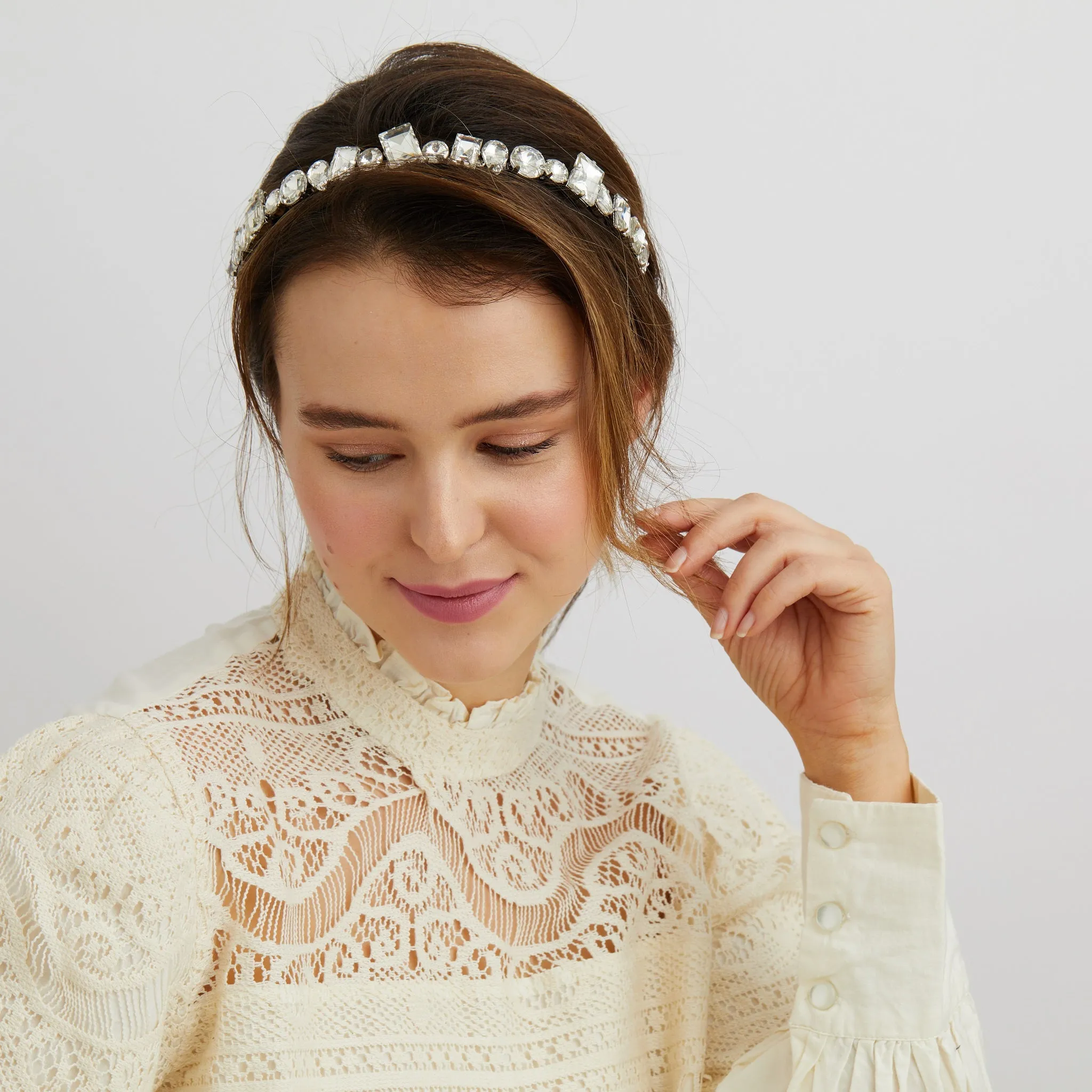 Silver Headband with Crystal