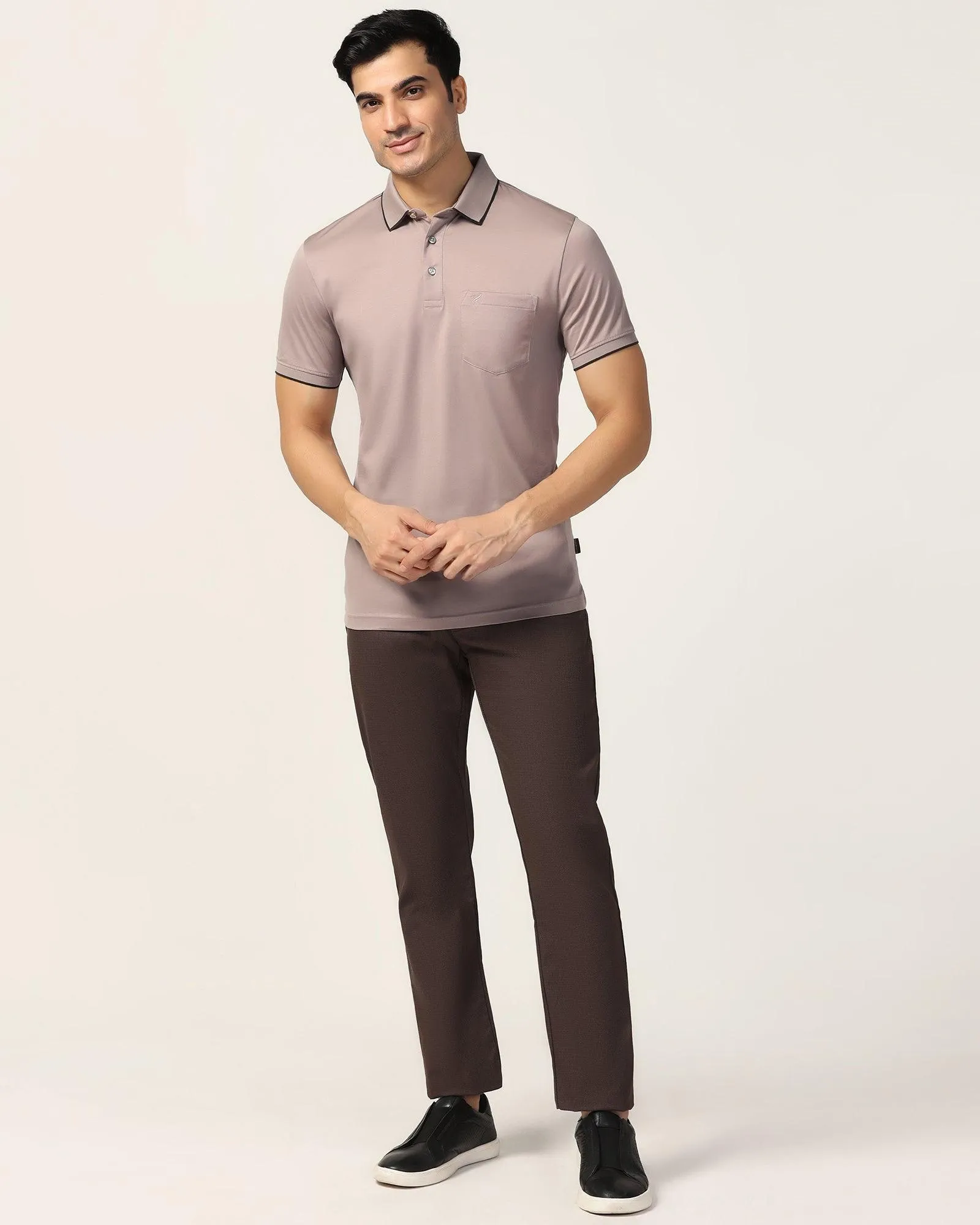 Slim Comfort B-95 Casual Brown Printed Khakis - Bai