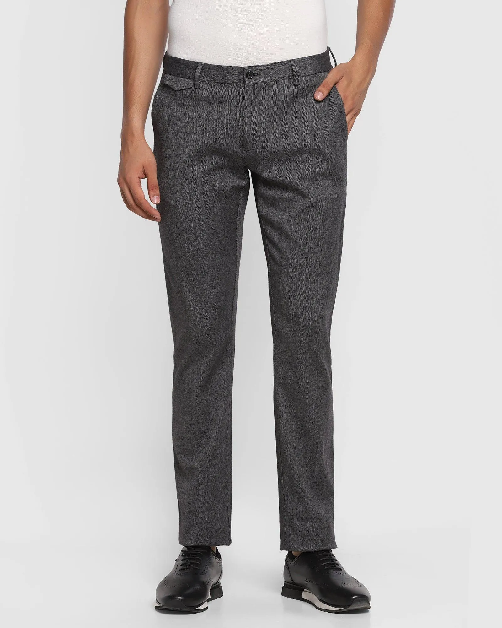 Slim Comfort B-95 Casual Dark Grey Striped Khakis - Kipsus