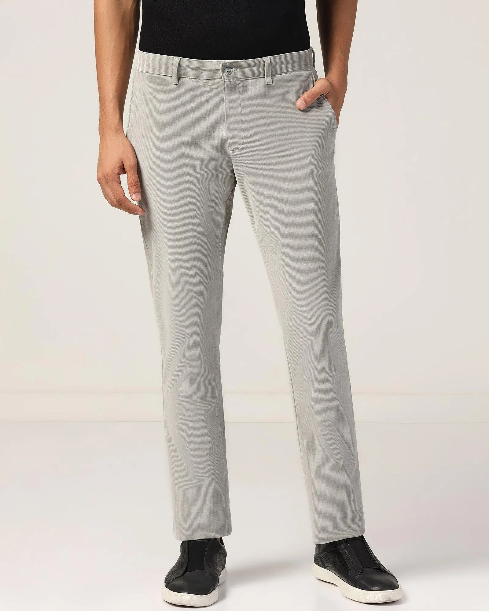 Slim Comfort B-95 Casual Grey Solid Khakis - Magna