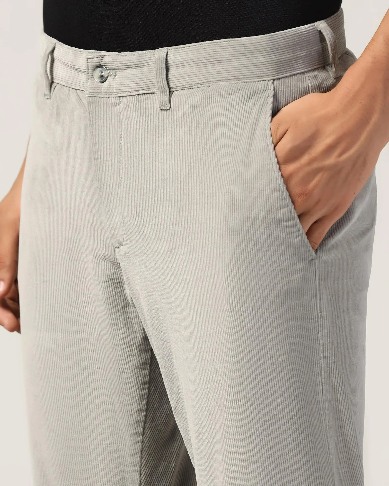 Slim Comfort B-95 Casual Grey Solid Khakis - Magna