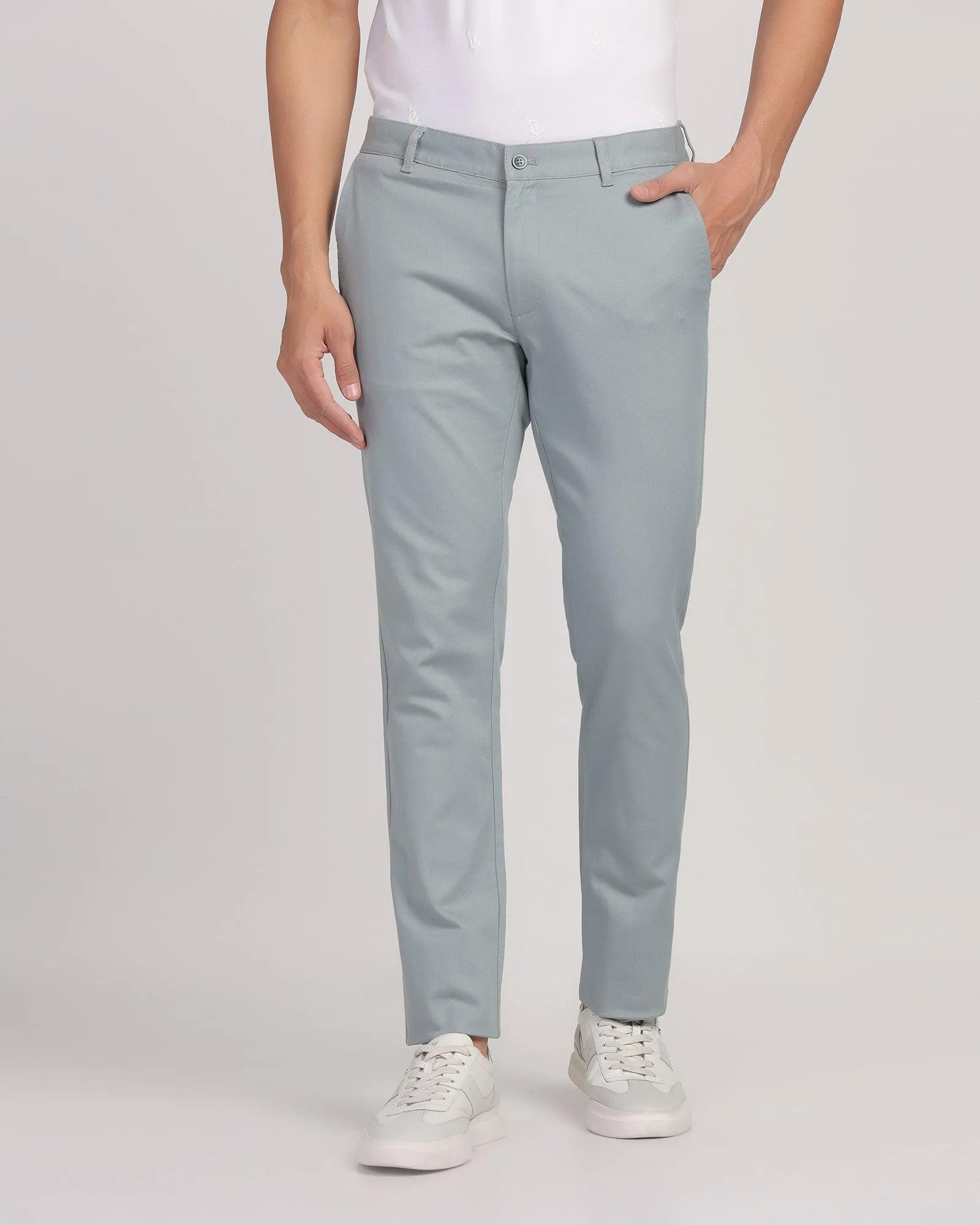 Slim Fit B-91 Casual Powder Blue Textured Khakis - Duncan