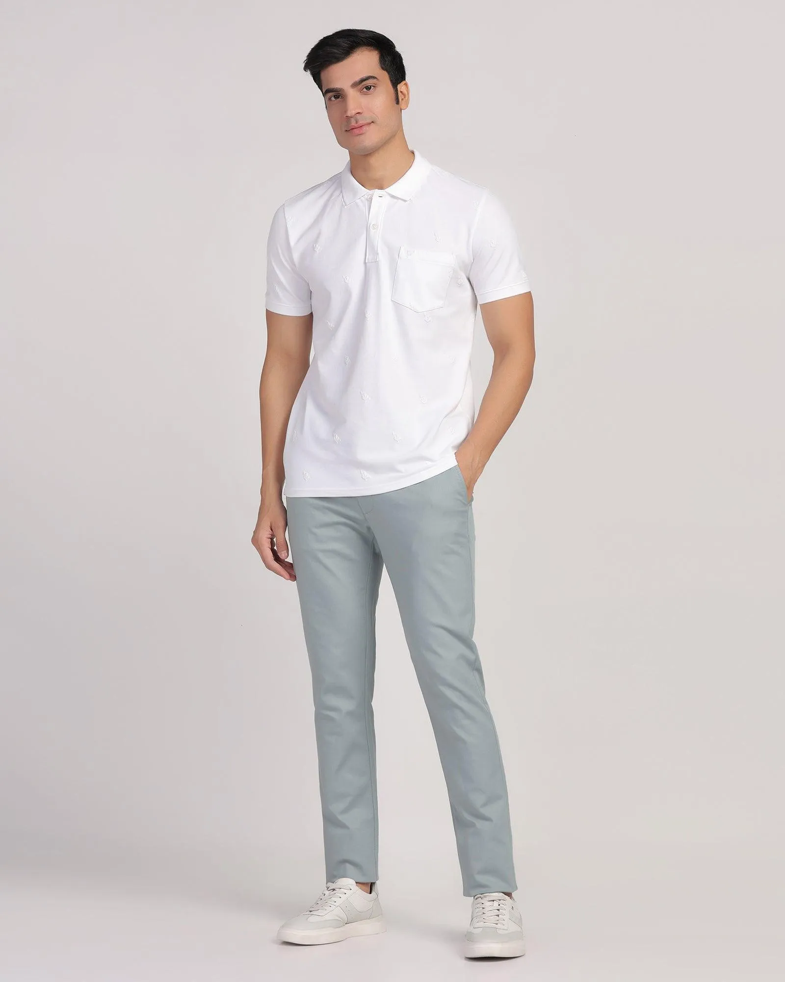 Slim Fit B-91 Casual Powder Blue Textured Khakis - Duncan