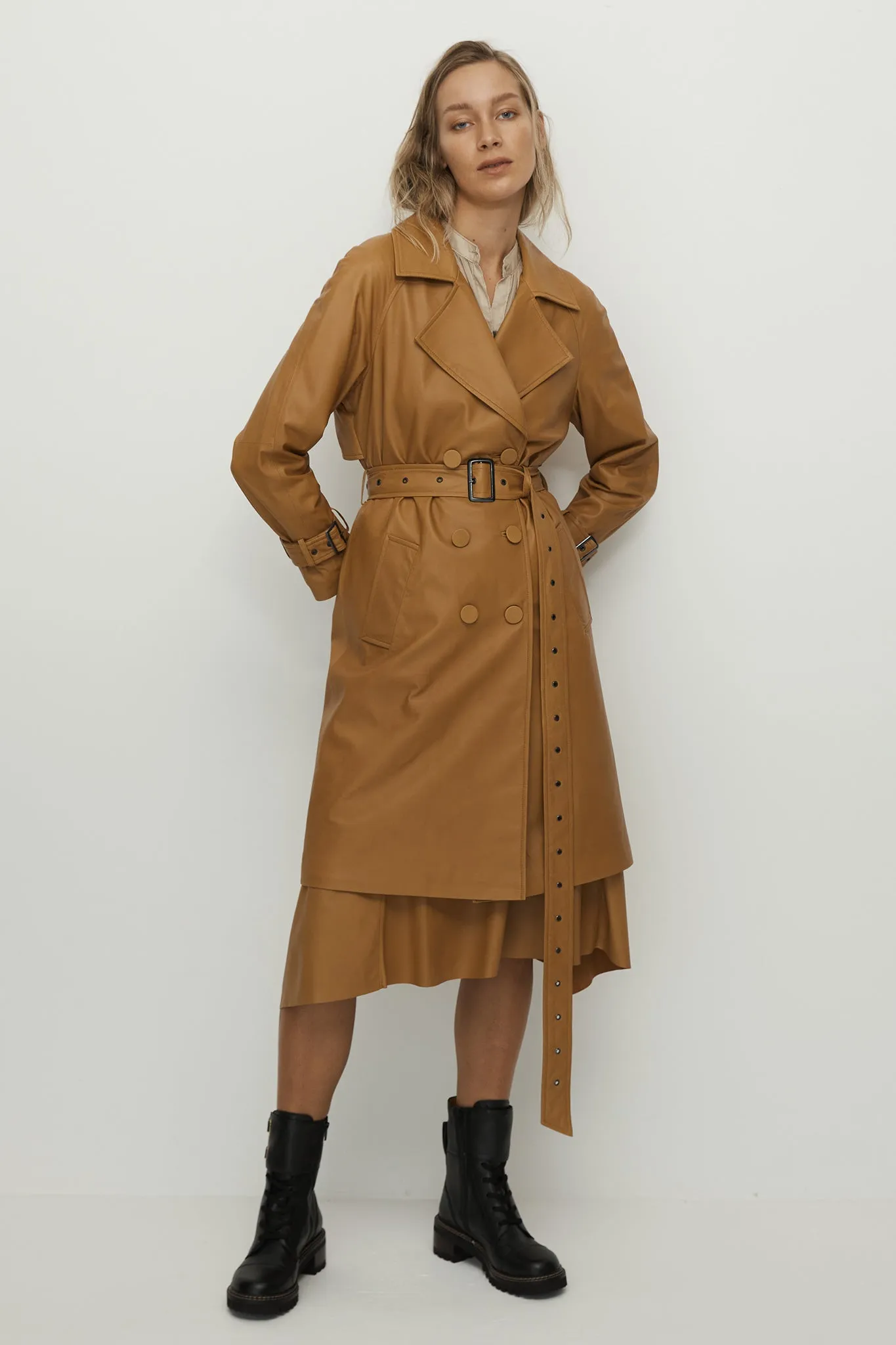 Soho Slouch Leather Trench Toasty Caramel Leather