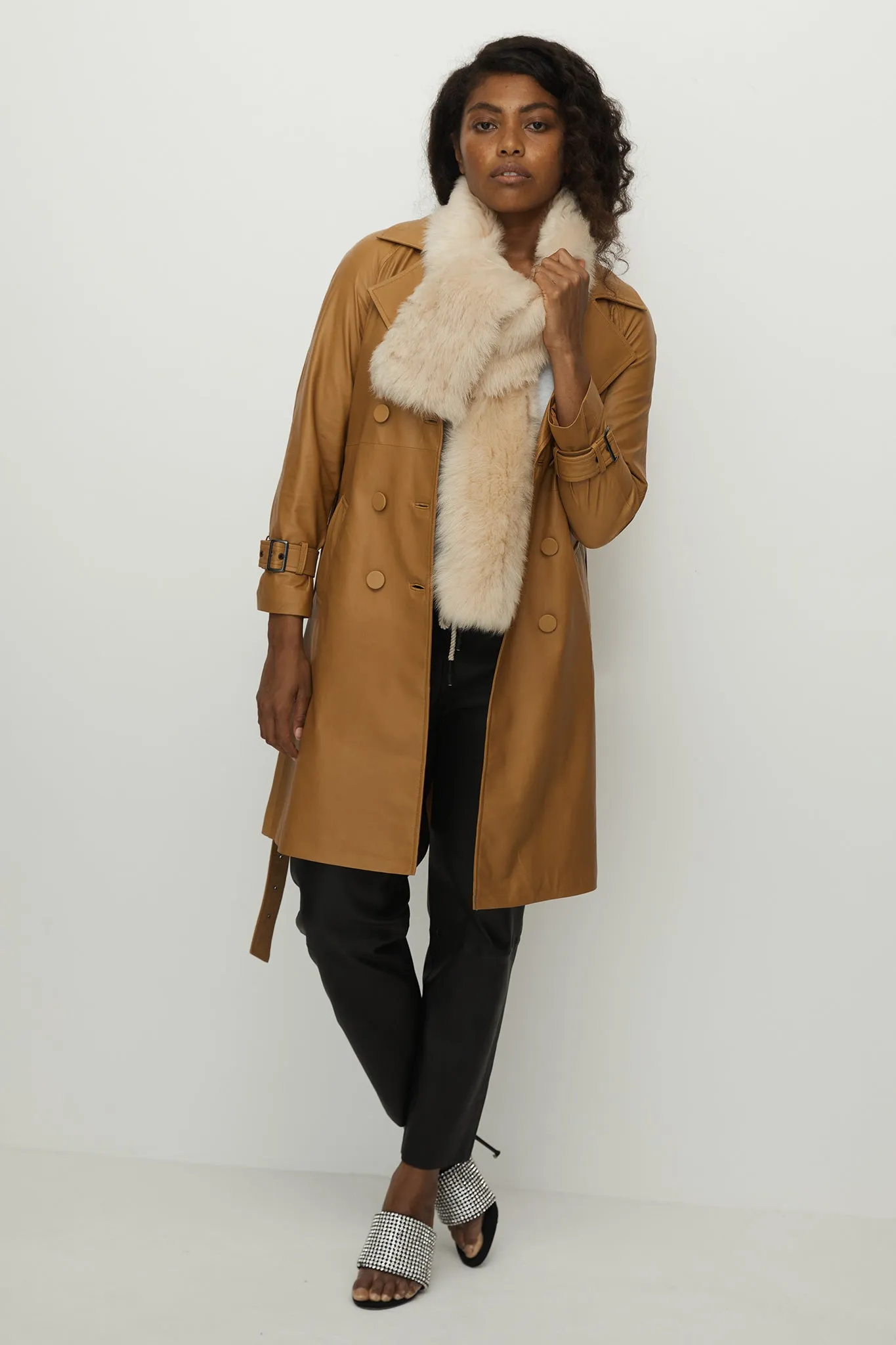 Soho Slouch Leather Trench Toasty Caramel Leather