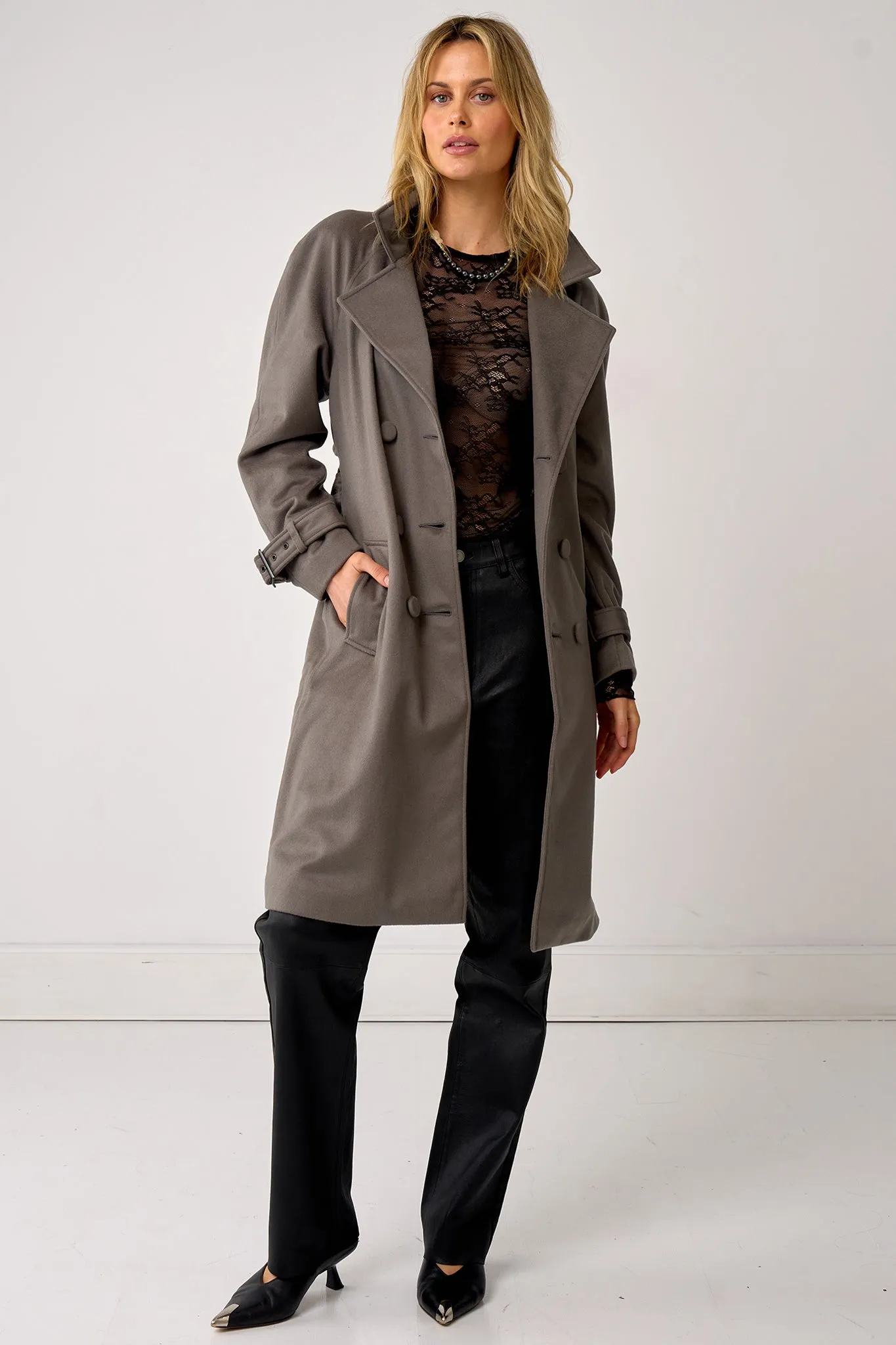 Soho Slouch Trench Grey Wool