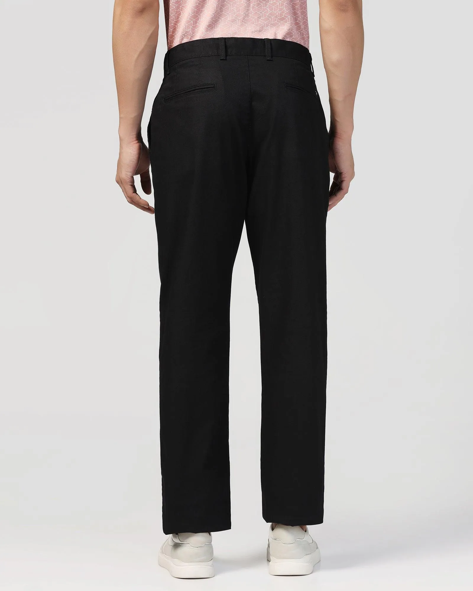 Straight B-90 Casual Black Textured Khakis - Kart