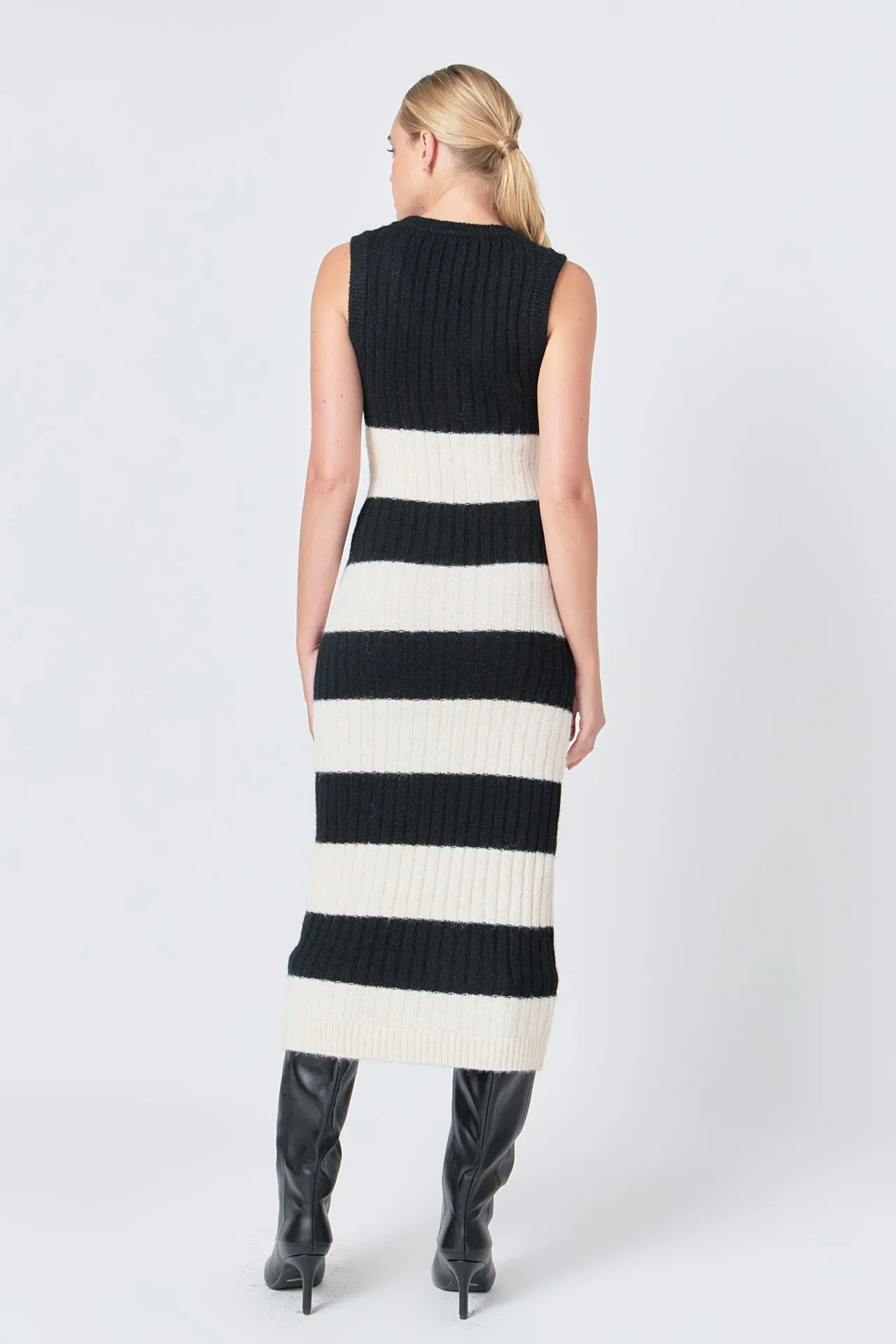 Striped Knit Midi Dress