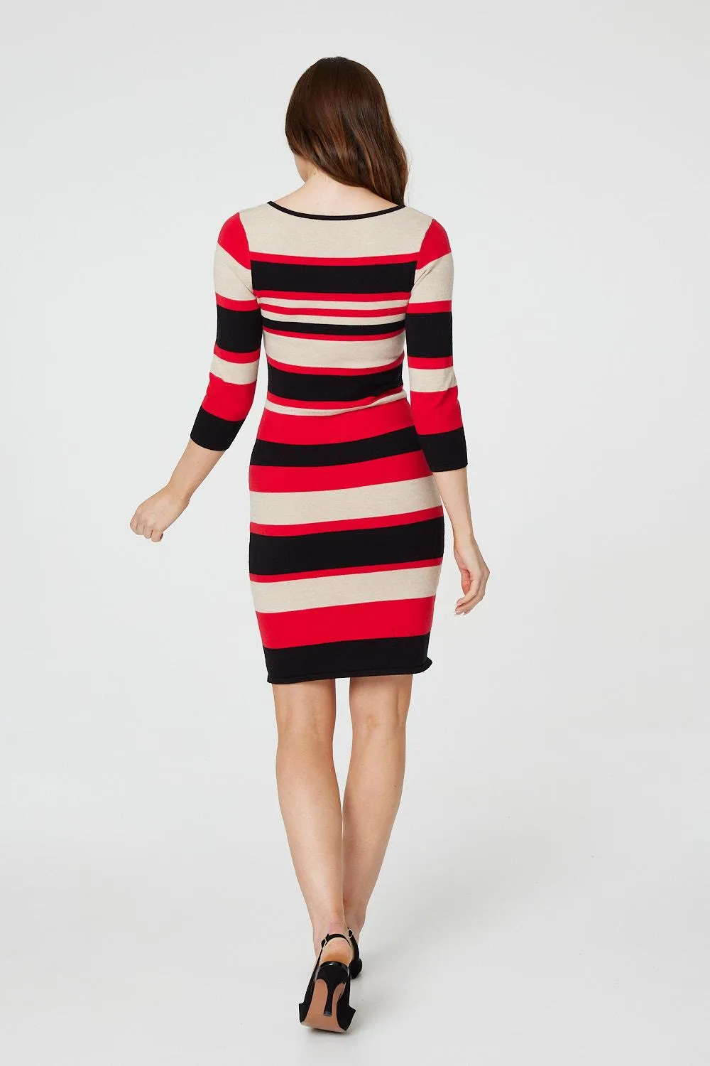 Striped Pocket Detail Knit Dress