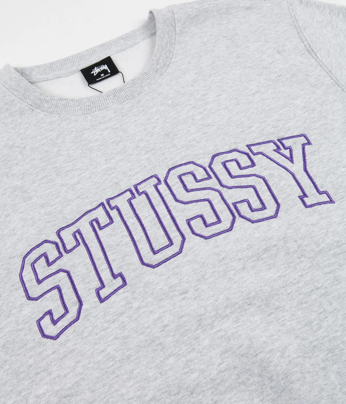 Stussy Outline Applique Crewneck Sweatshirt - Ash Heather